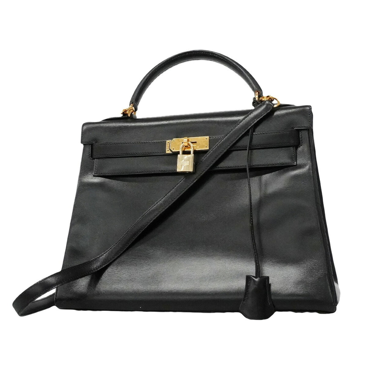 Hermes Black Box Calf Leather Handbag (Pre-Owned)