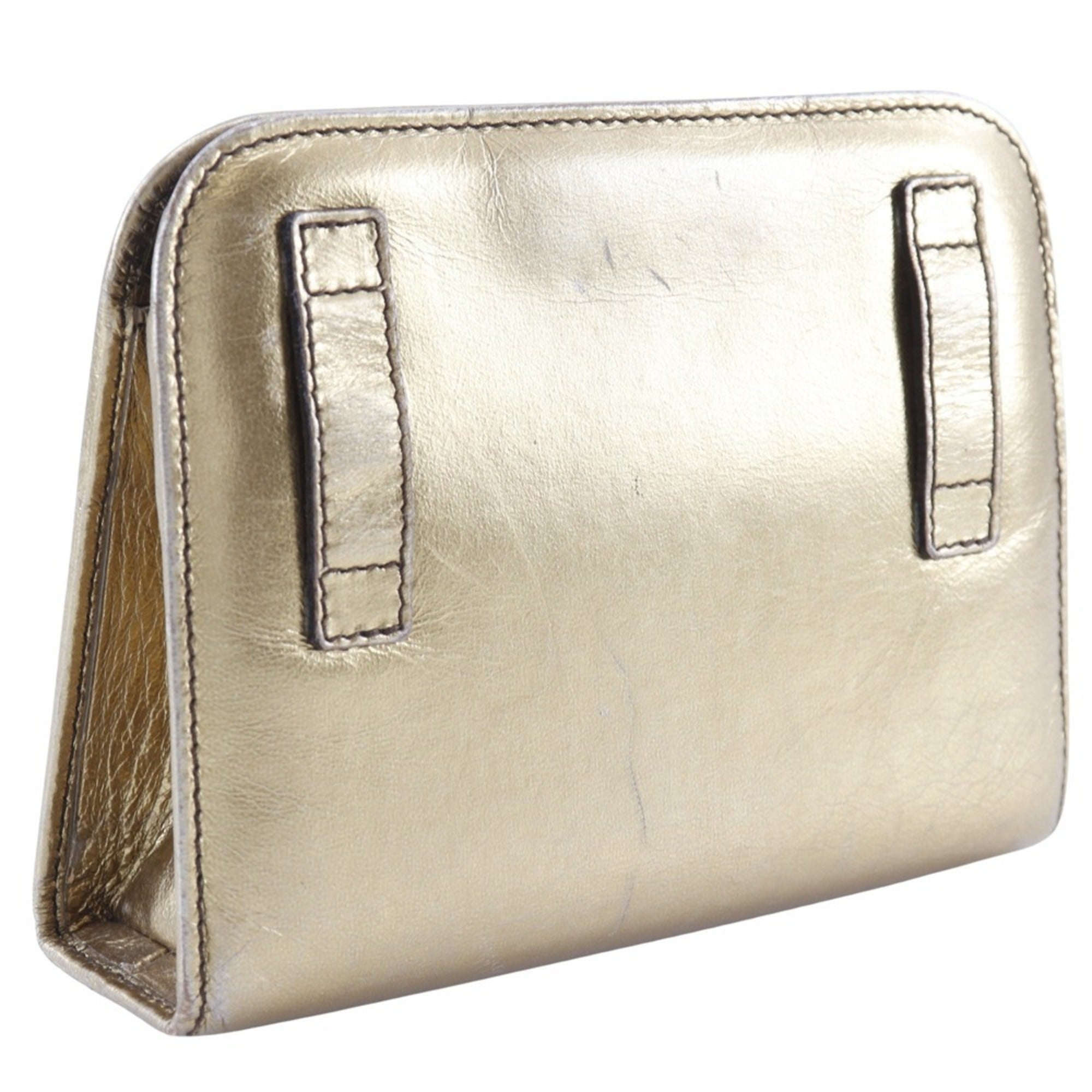 Salvatore Ferragamo Gold Leather Shoulder Bag (Pre-Owned)