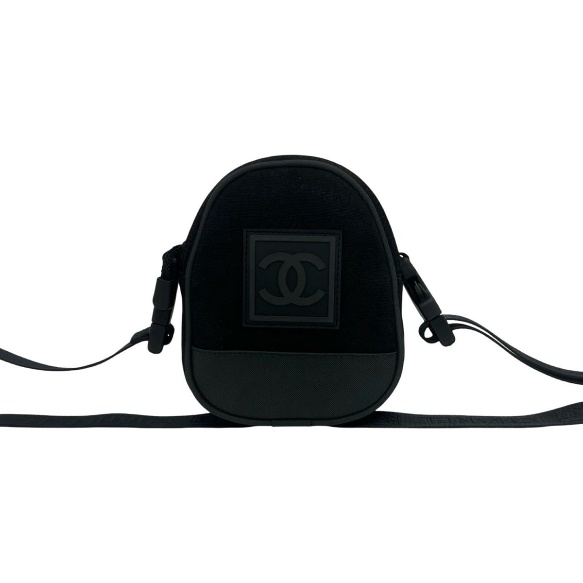 Chanel Black Khaki Canvas Nylon Shoulder Bag (Pre-Owned)