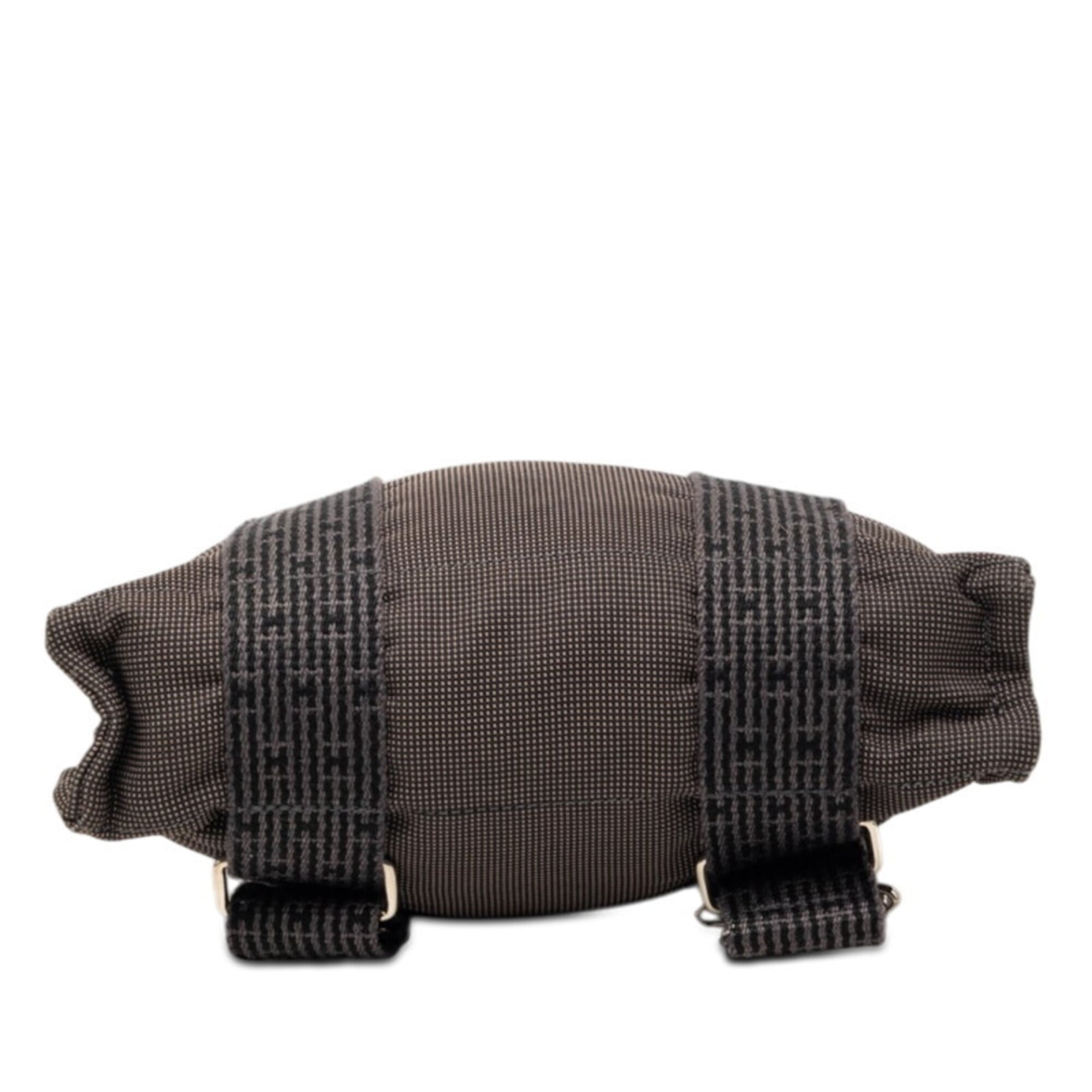 Hermes Her Line Black Gray Canvas Backpack (Pre-Owned)