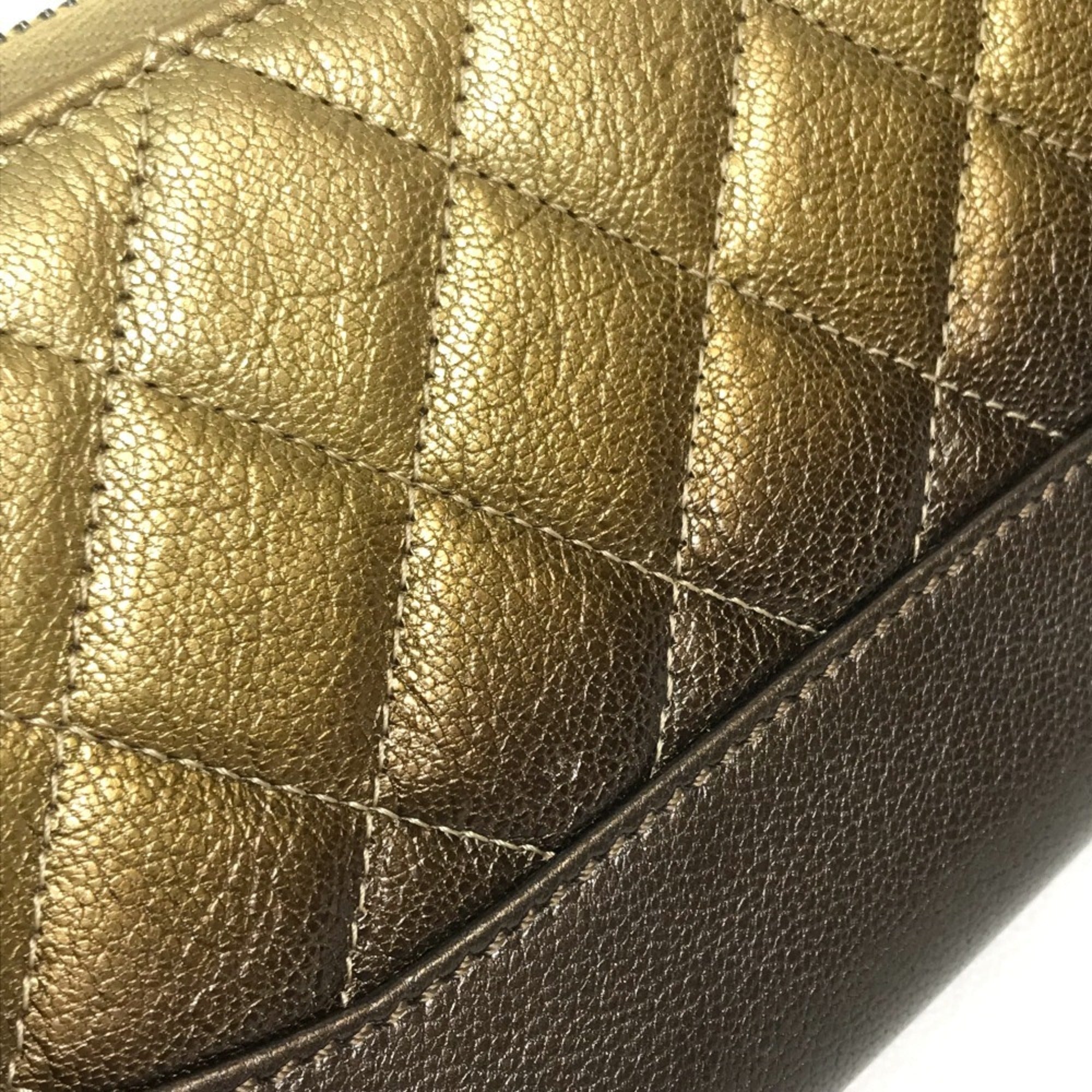 Chanel Matelasse Gold Brown Leather Long Wallet (Bi-Fold) (Pre-Owned)