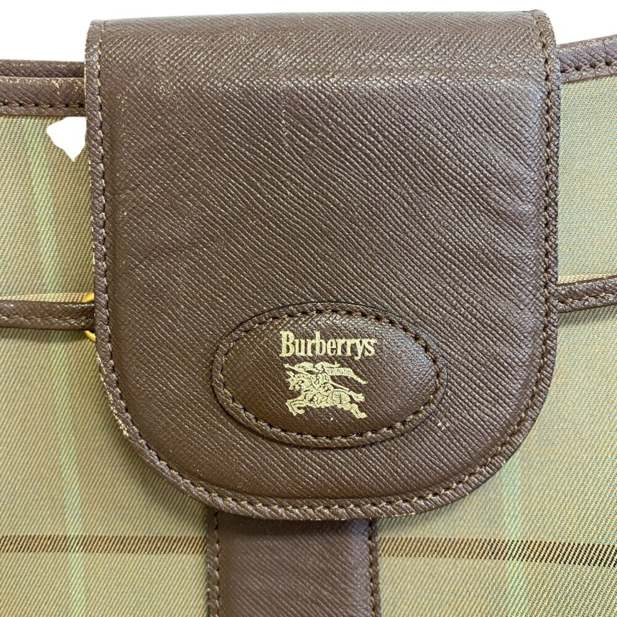 Burberry Burberrys Brown Green Khaki Canvas Shoulder Bag (Pre-Owned)
