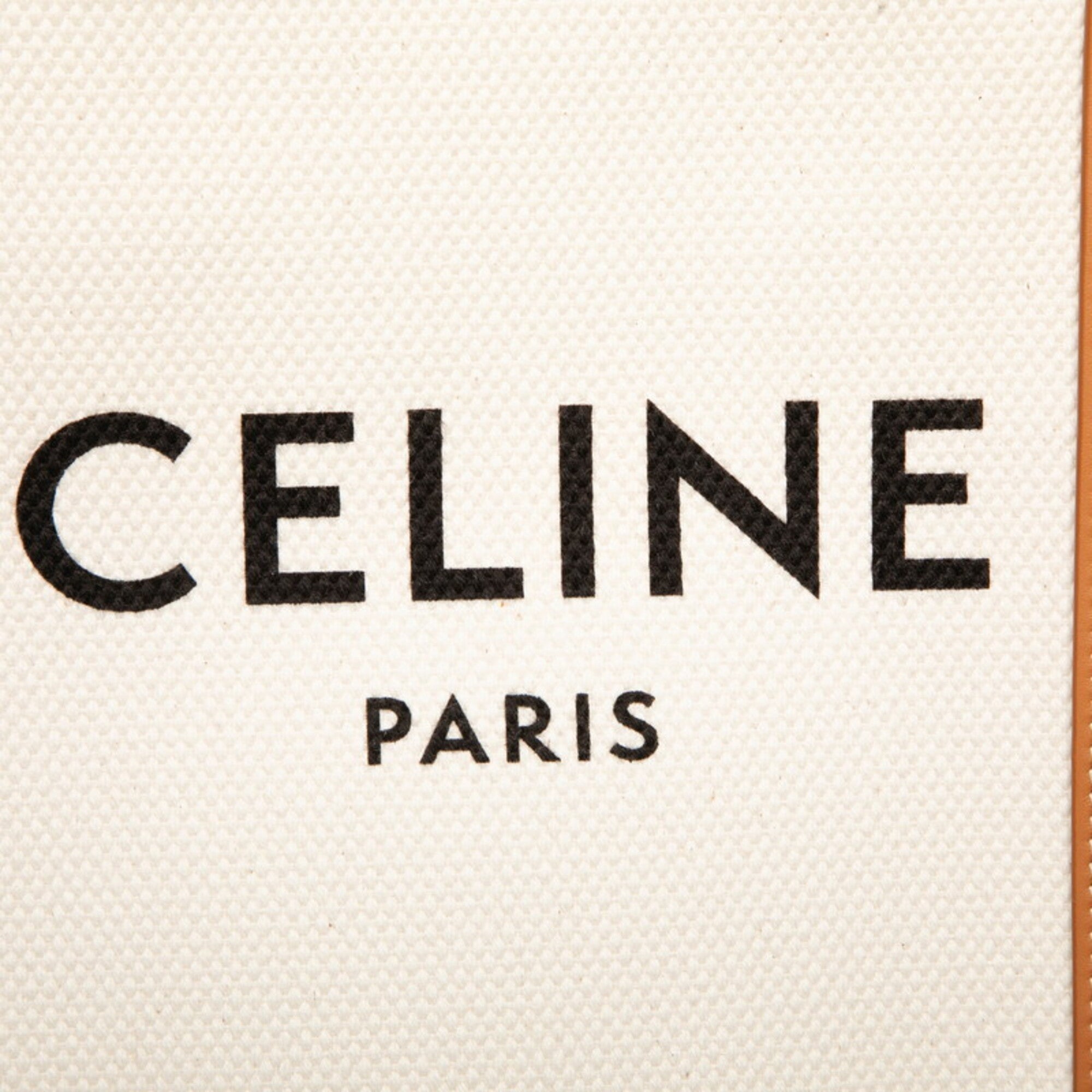 Celine Brown White Canvas Leather Handbag Shoulder Bag (Pre-Owned)