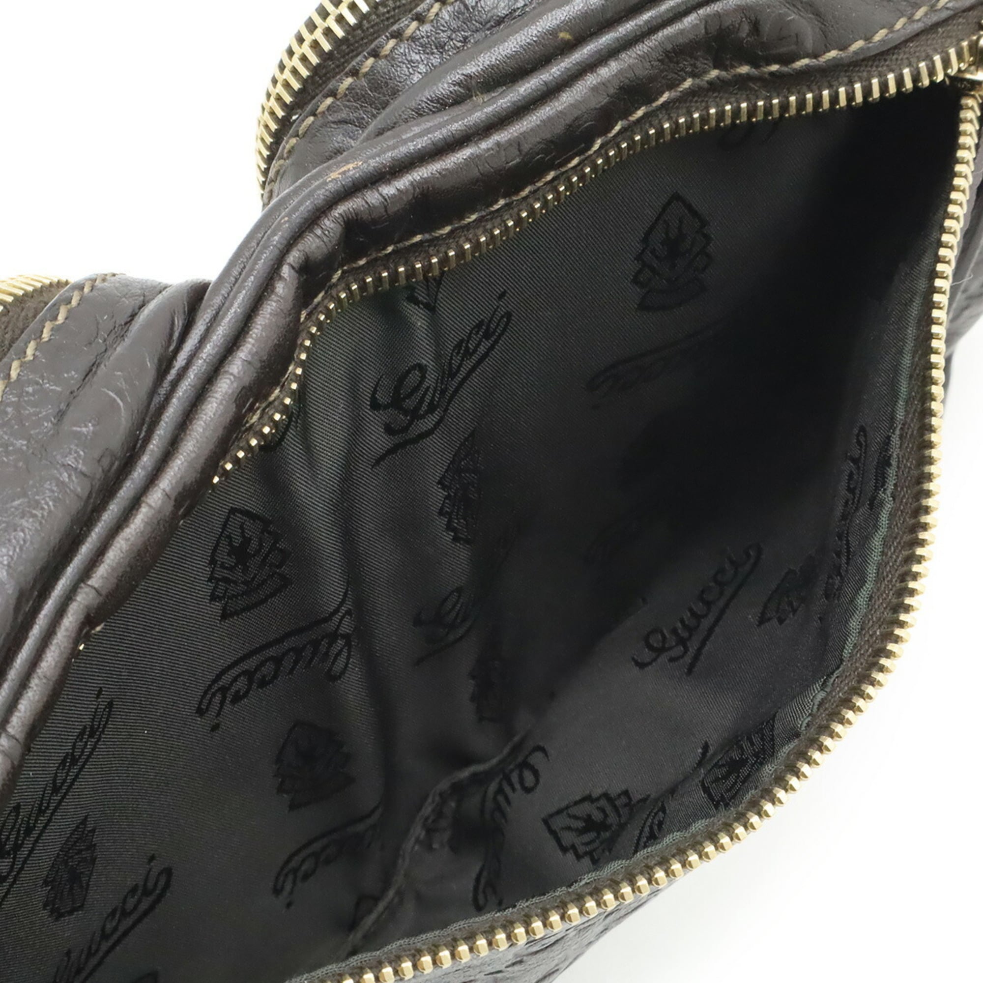 Gucci Dark Brown Leather Fanny Pack Pouch (Pre-Owned)