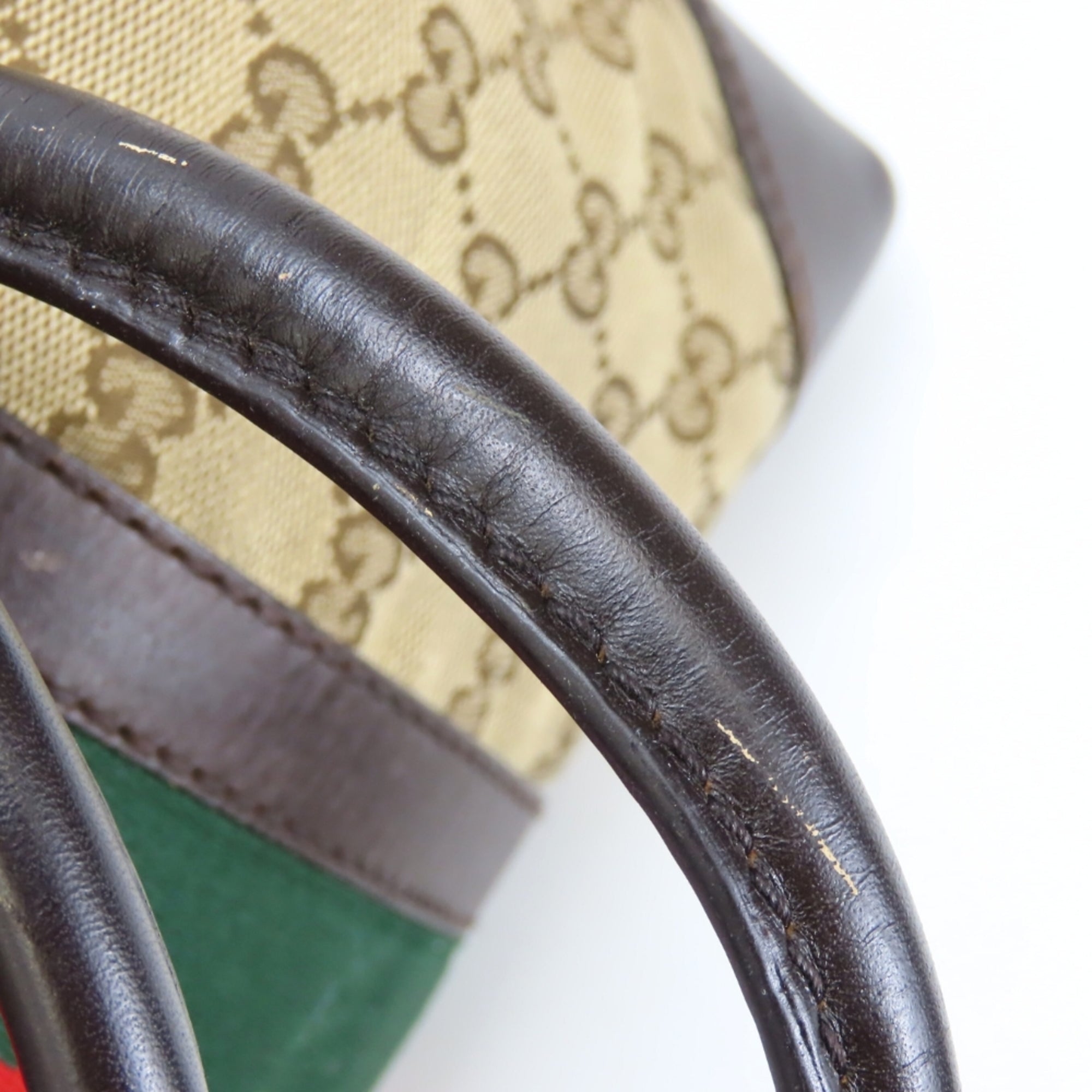 Gucci Beige Dark Brown Gg Canvas Handbag (Pre-Owned)