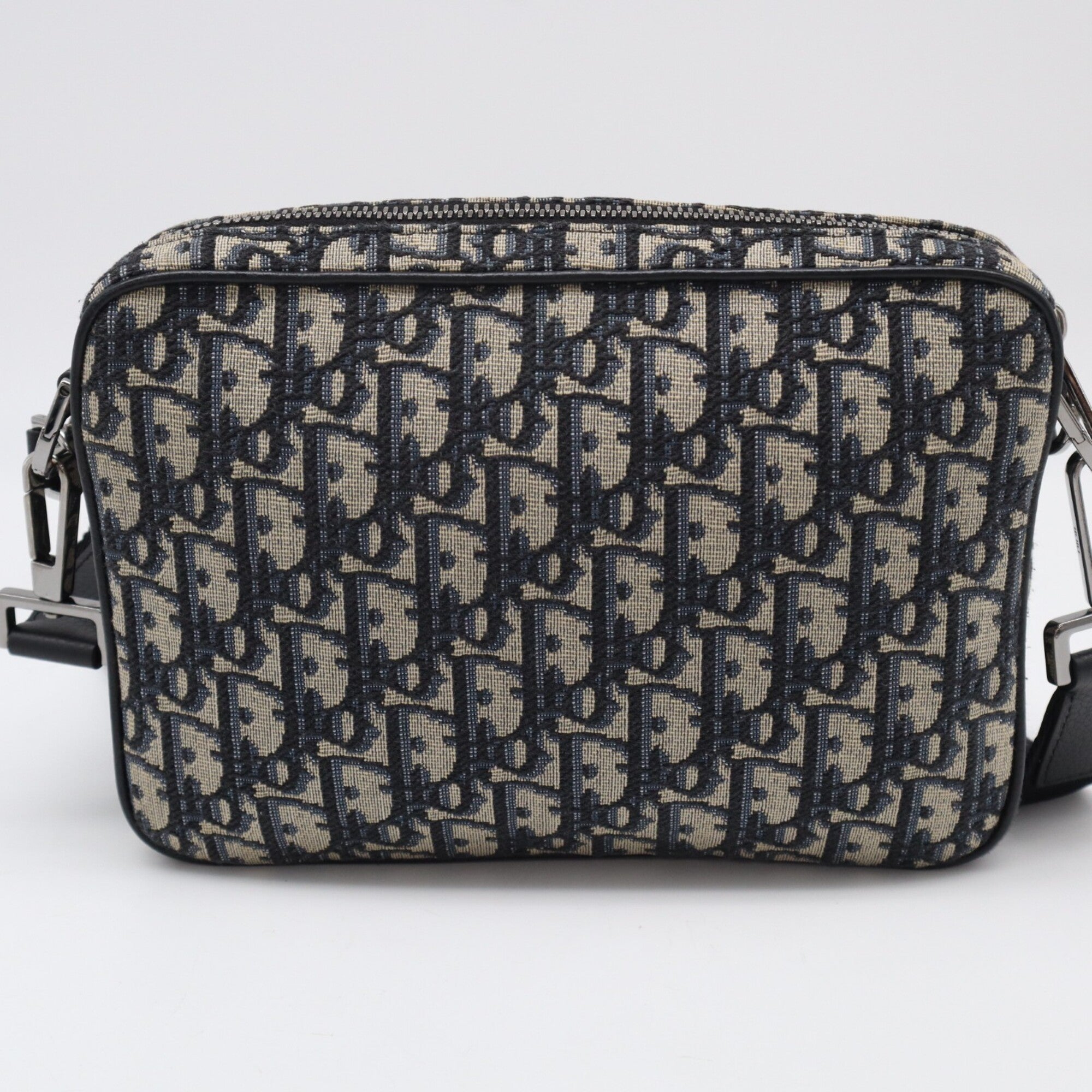Christian Dior Beige Navy Cotton Leather Shoulder Bag (Pre-Owned)