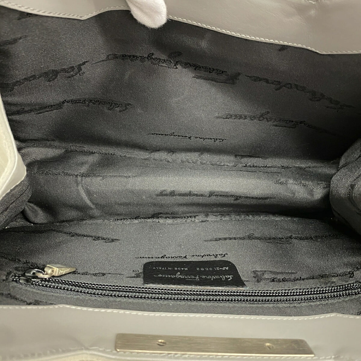 Salvatore Ferragamo Gray Cotton Shoulder Bag (Pre-Owned)
