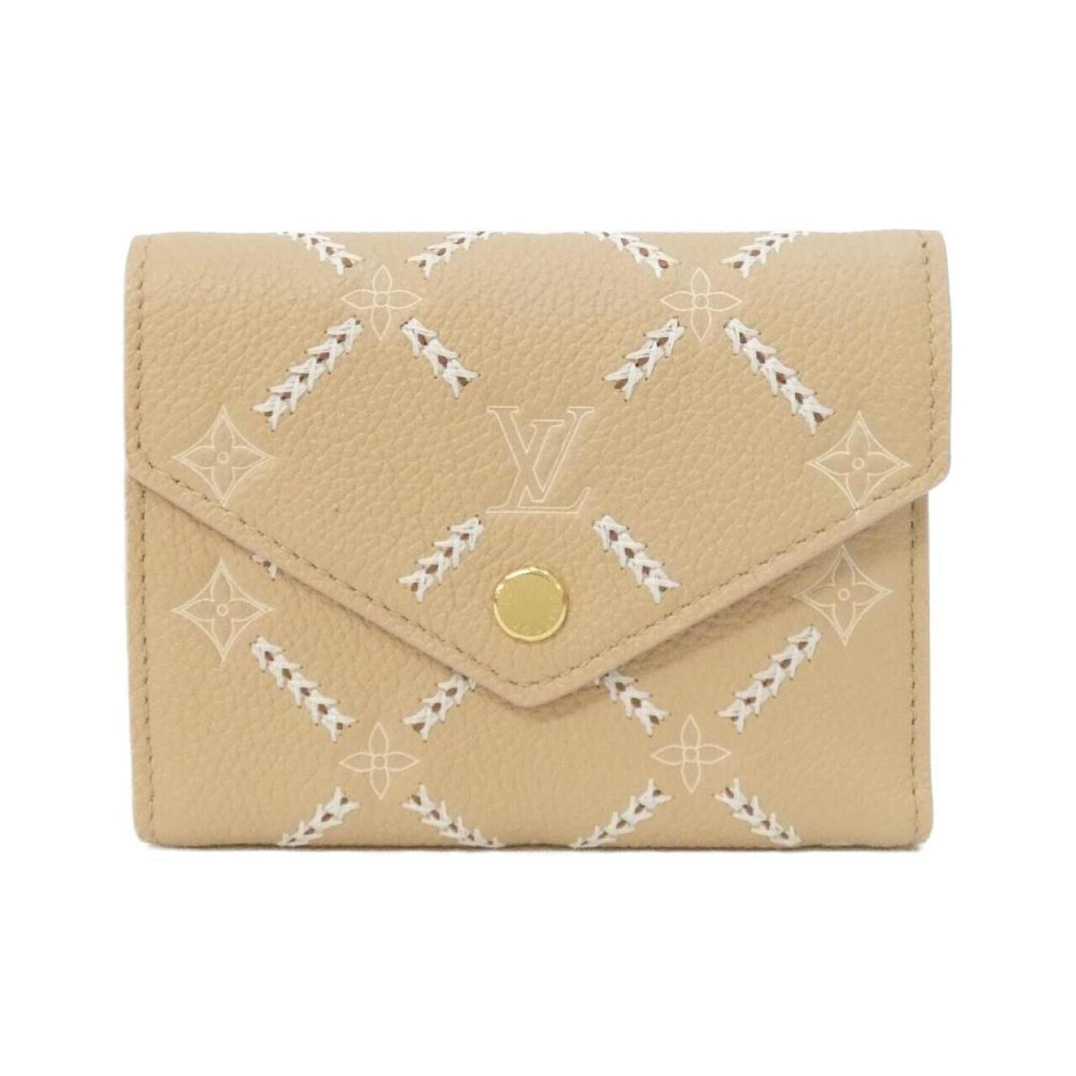 Louis Vuitton Beige Leather Wallet (Tri-Fold) (Pre-Owned)