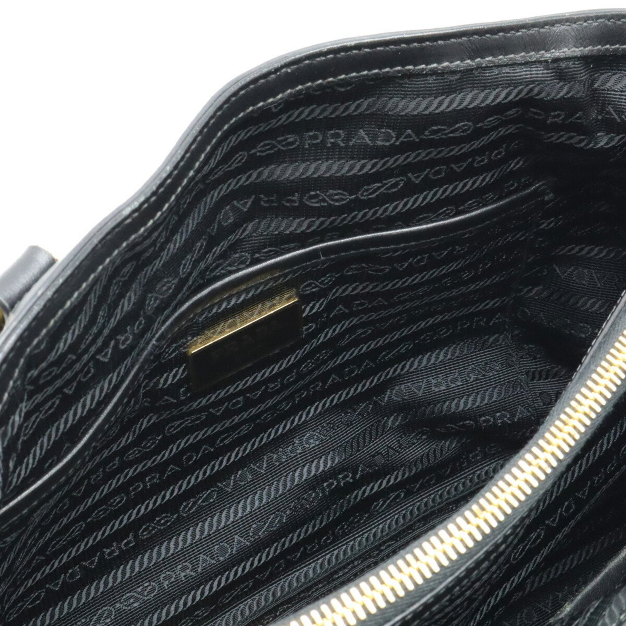 Prada Black Nero Nylon Leather Handbag Shoulder Bag (Pre-Owned)