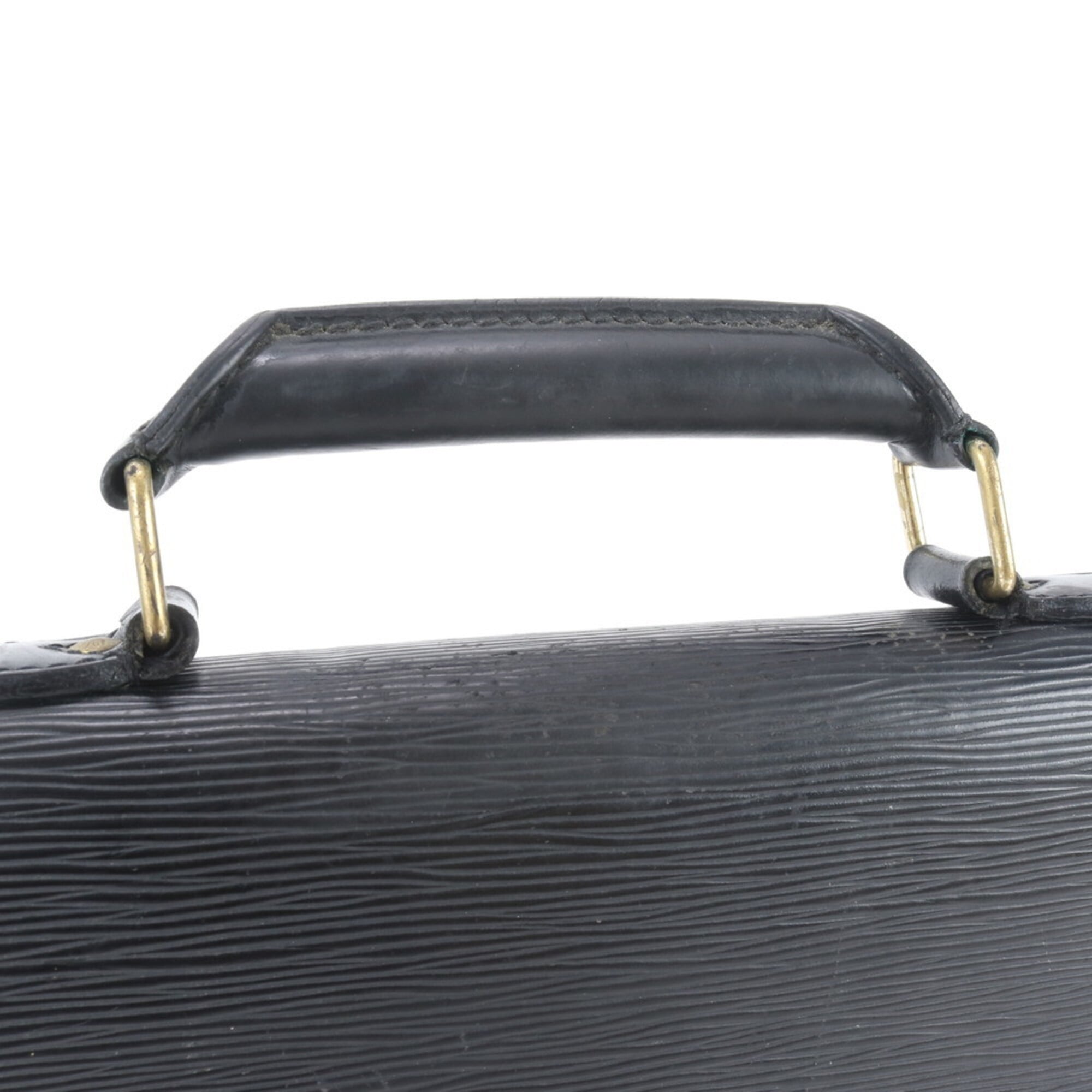 Louis Vuitton Noir Leather Briefcase Handbag (Pre-Owned)