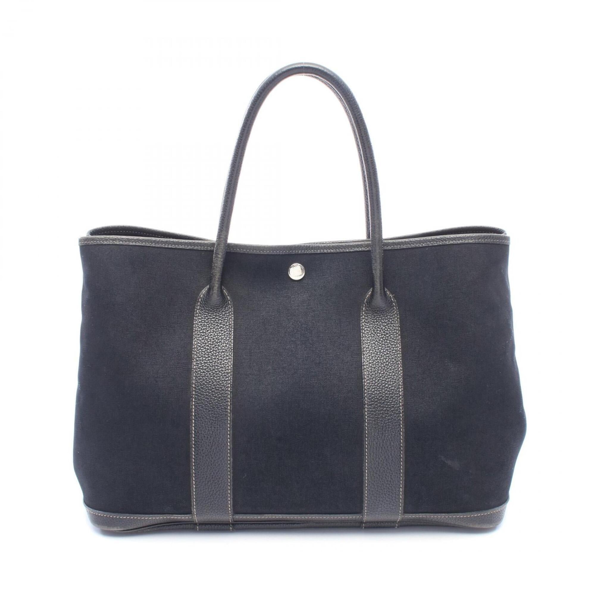 Hermes Black Toile Officier Handbag Tote Bag (Pre-Owned)