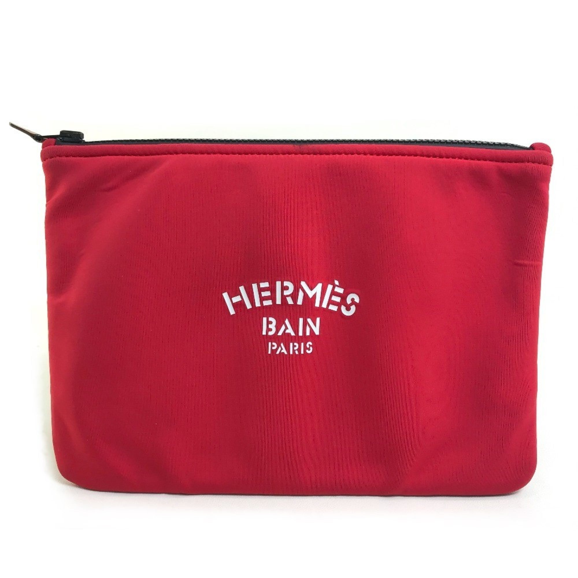 Hermes Red Color Polyamide Clutch Bag Pouch (Pre-Owned)