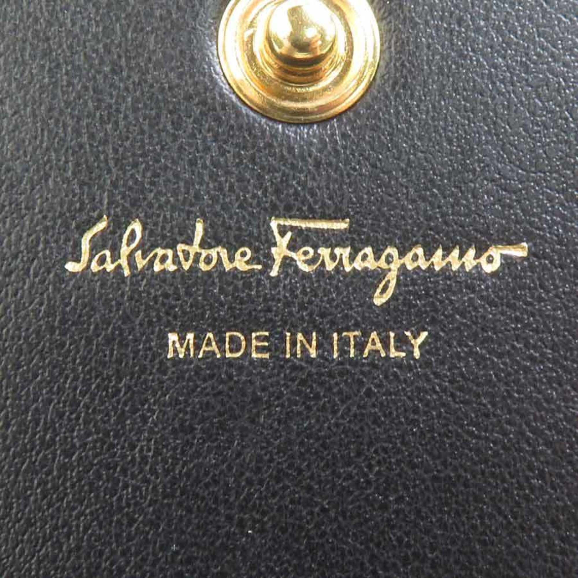 Salvatore Ferragamo Black Leather Long Wallet (Bi-Fold) (Pre-Owned)