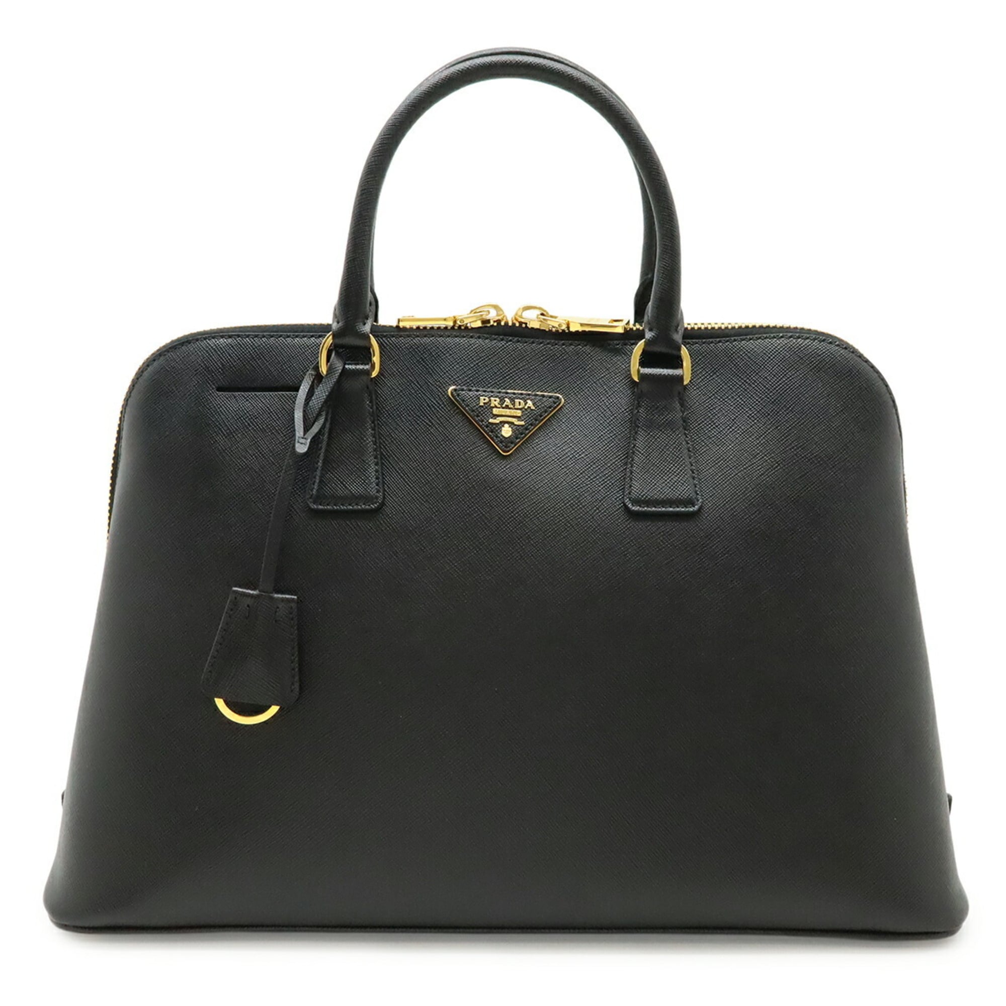 Prada Saffiano Black Nero Leather Handbag Tote Bag (Pre-Owned)