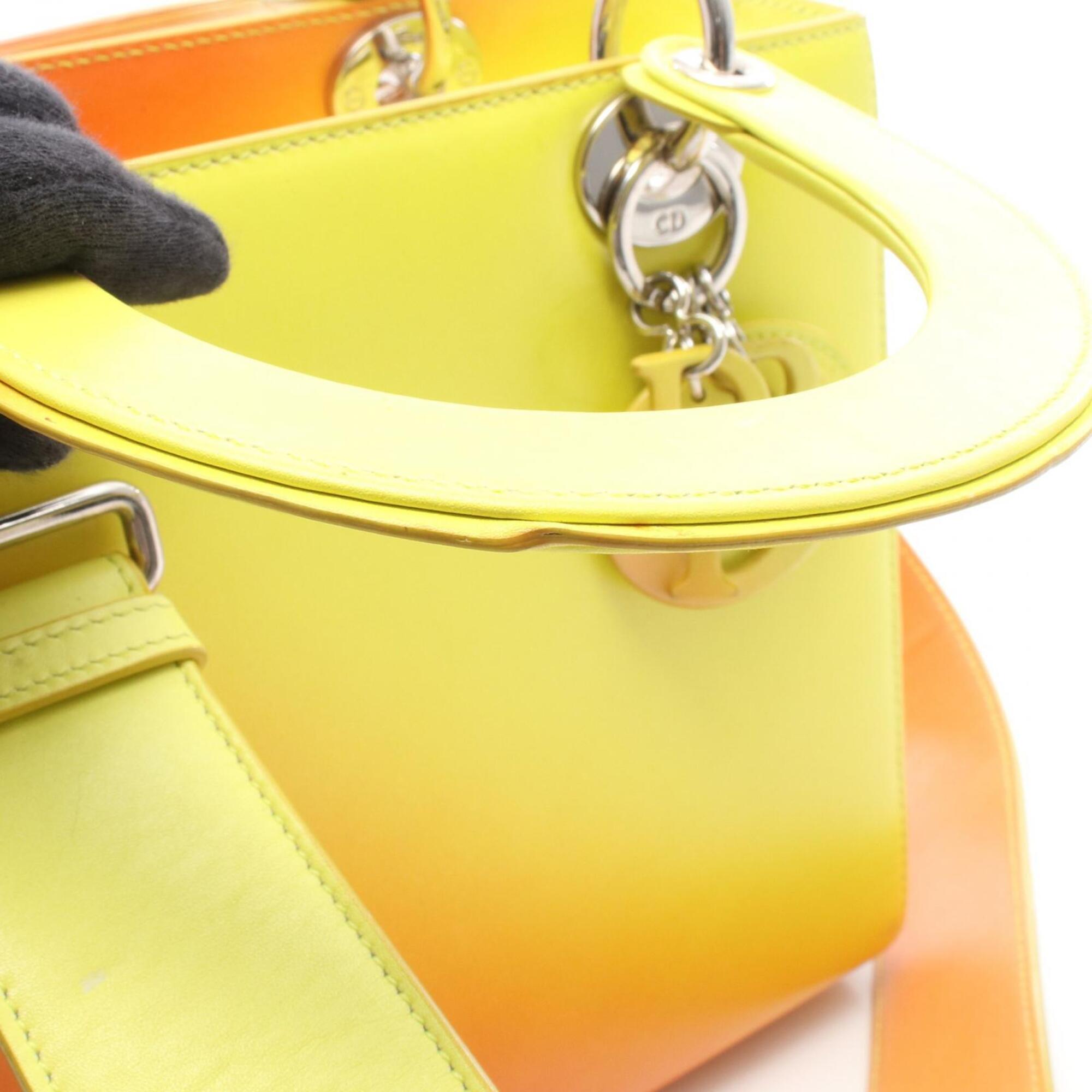 Christian Dior Orange Yellow Leather Handbag (Pre-Owned)
