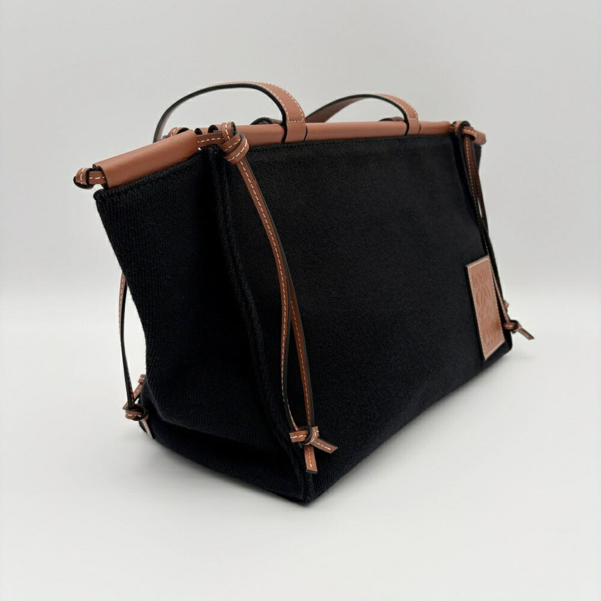 Loewe Black Canvas Leather Shoulder Bag Tote Bag (Pre-Owned)