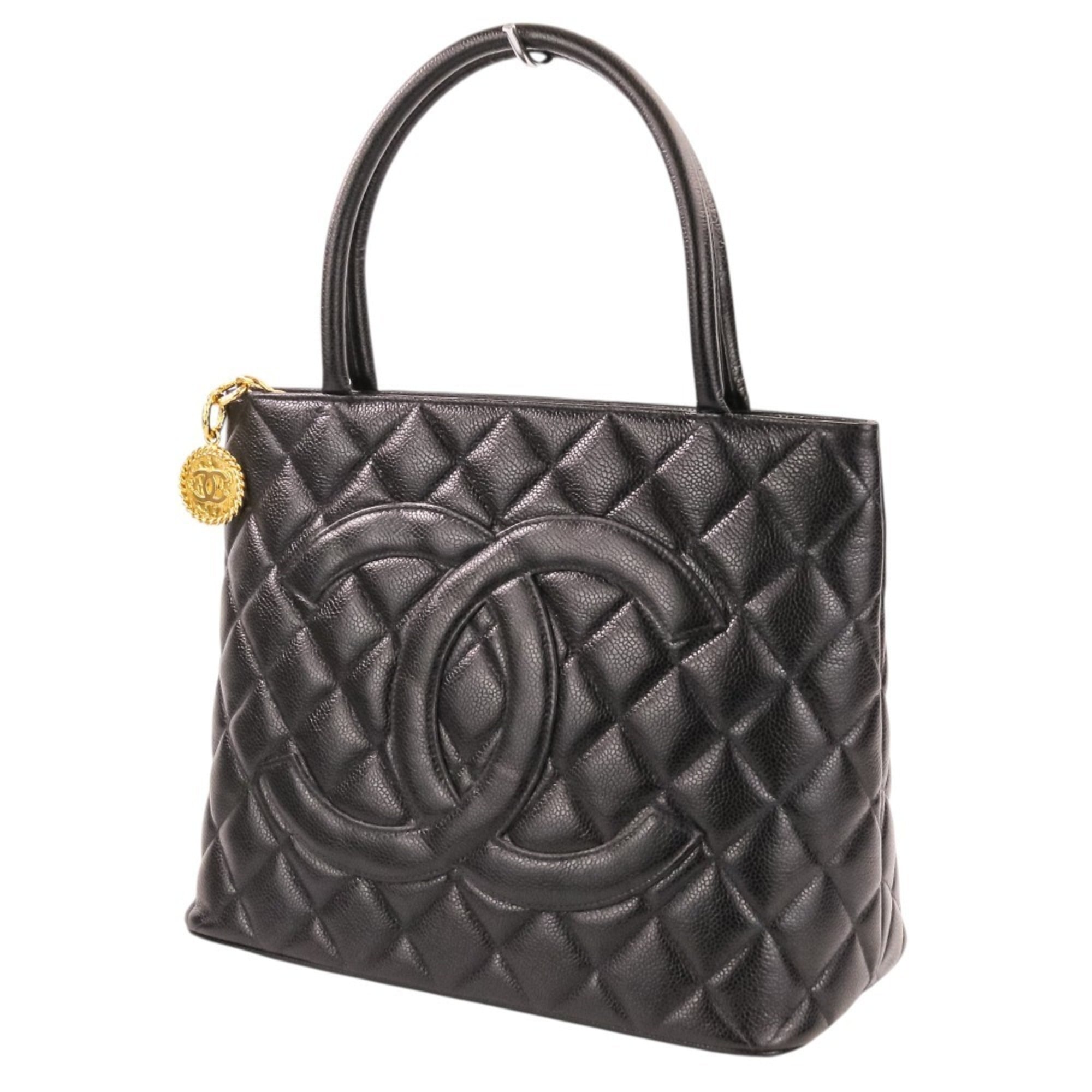 Chanel Matelasse Black Grained Calfskin Handbag Tote Bag (Pre-Owned)