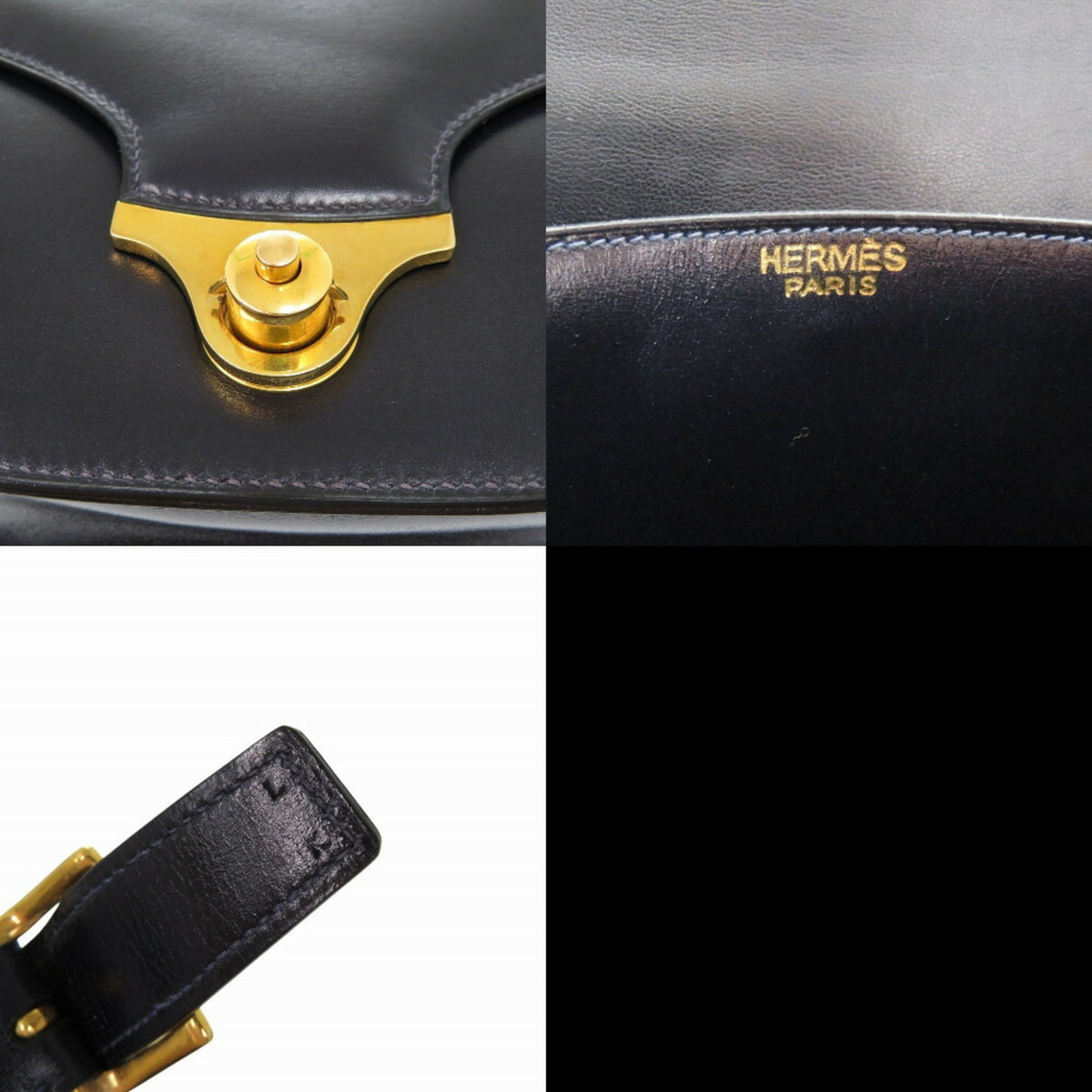 Hermes Black Box Calf Leather Shoulder Bag (Pre-Owned)