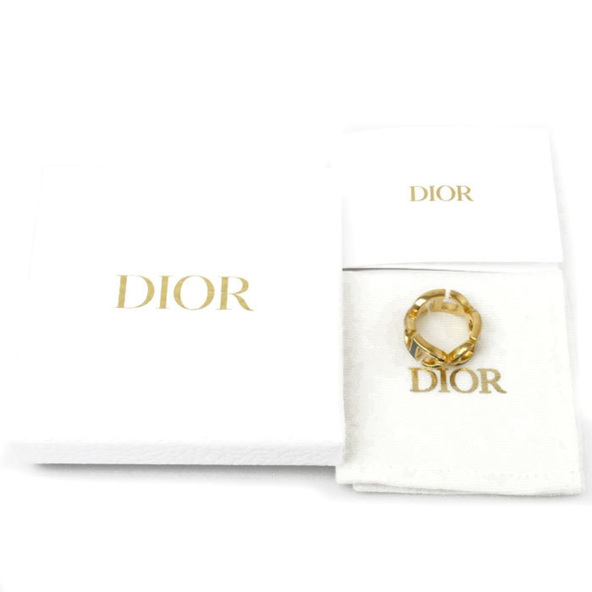 Christian Dior Gold Black Lacquer Metal Band Ring (Pre-Owned)