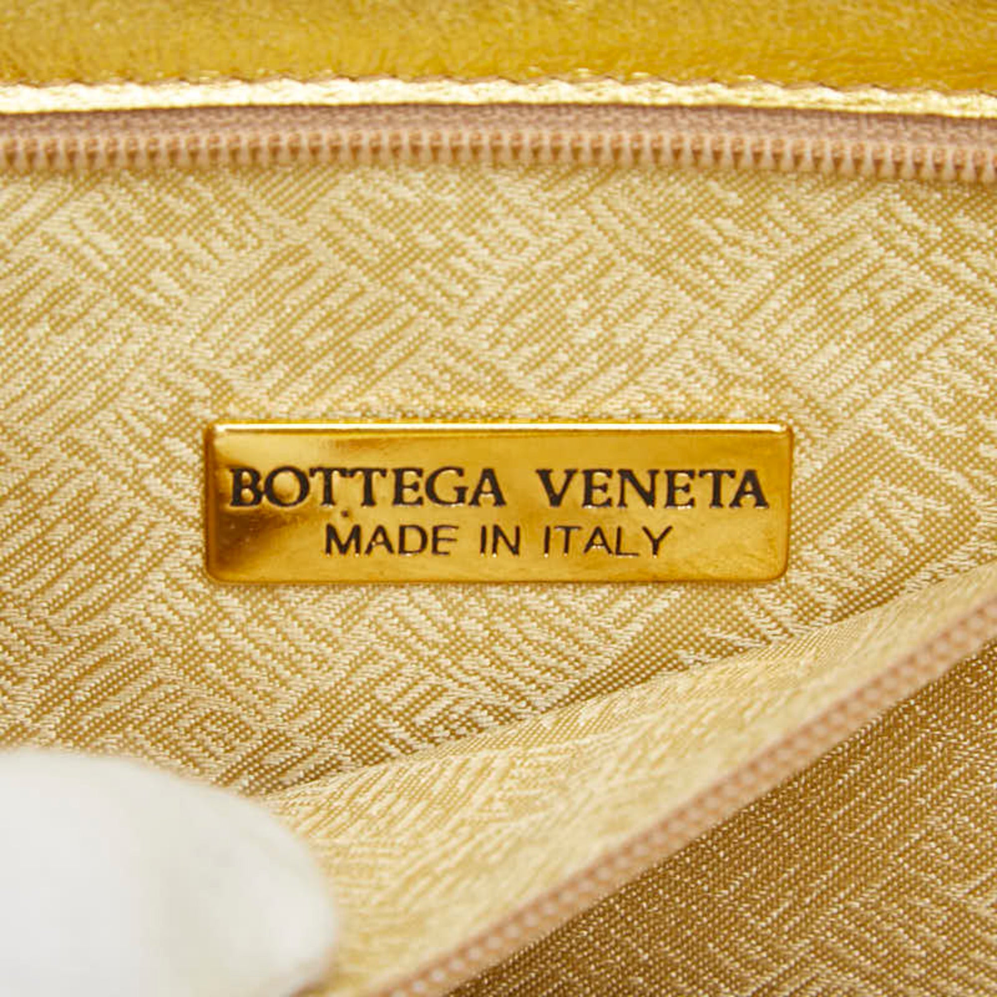 Bottega Veneta Gold Leather Handbag (Pre-Owned)
