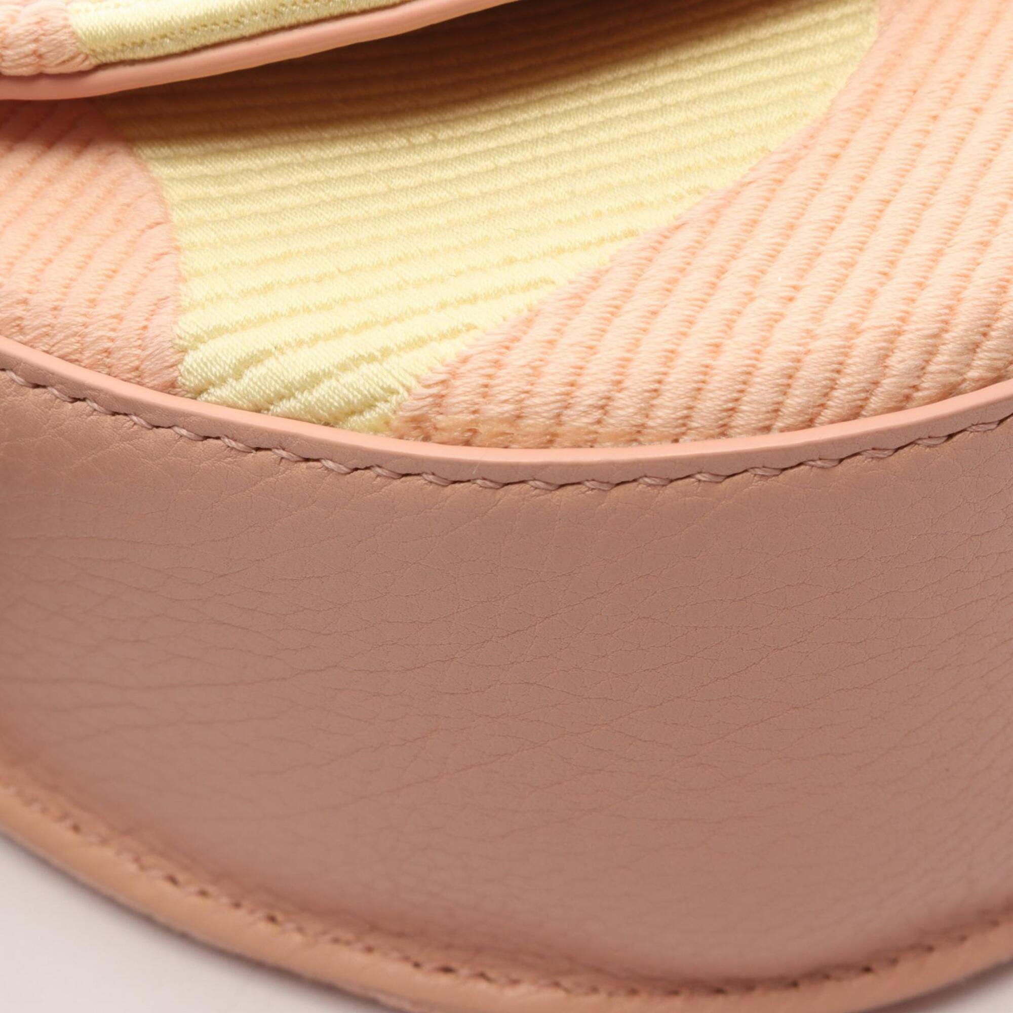 Burberry Pink Yellow Canvas Leather Handbag Shoulder Bag (Pre-Owned)