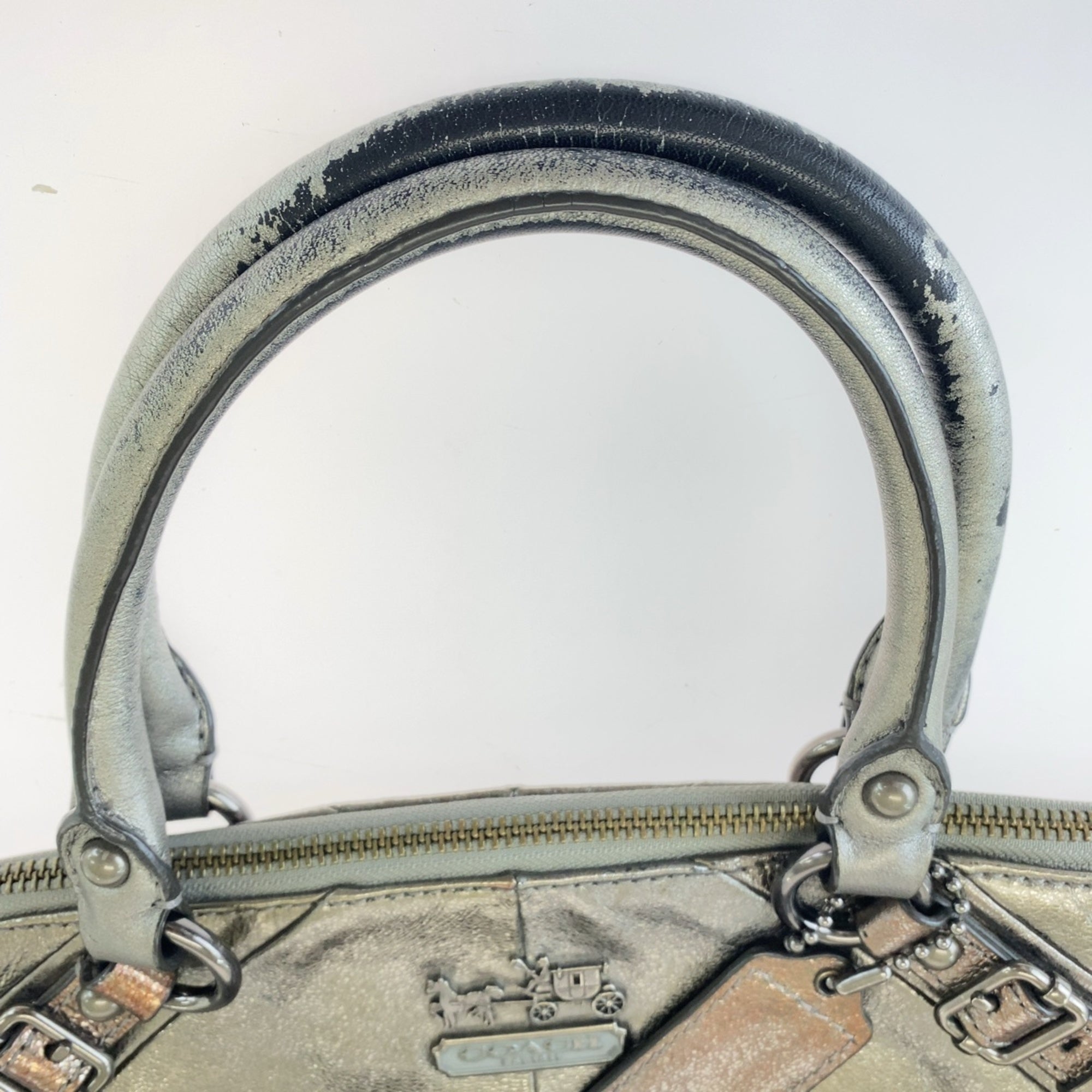 Coach Silver Leather Handbag Tote Bag (Pre-Owned)