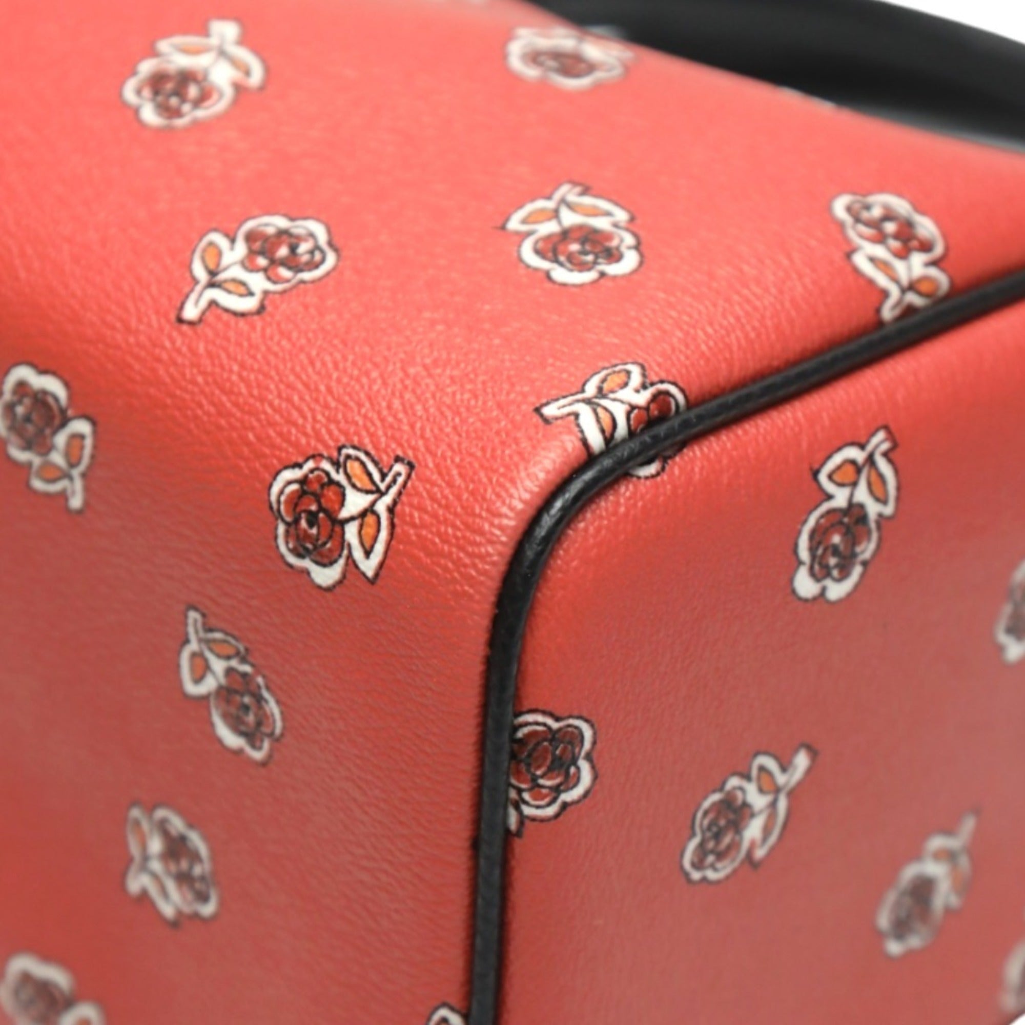 Coach Black Orange Leather Handbag Shoulder Bag (Pre-Owned)