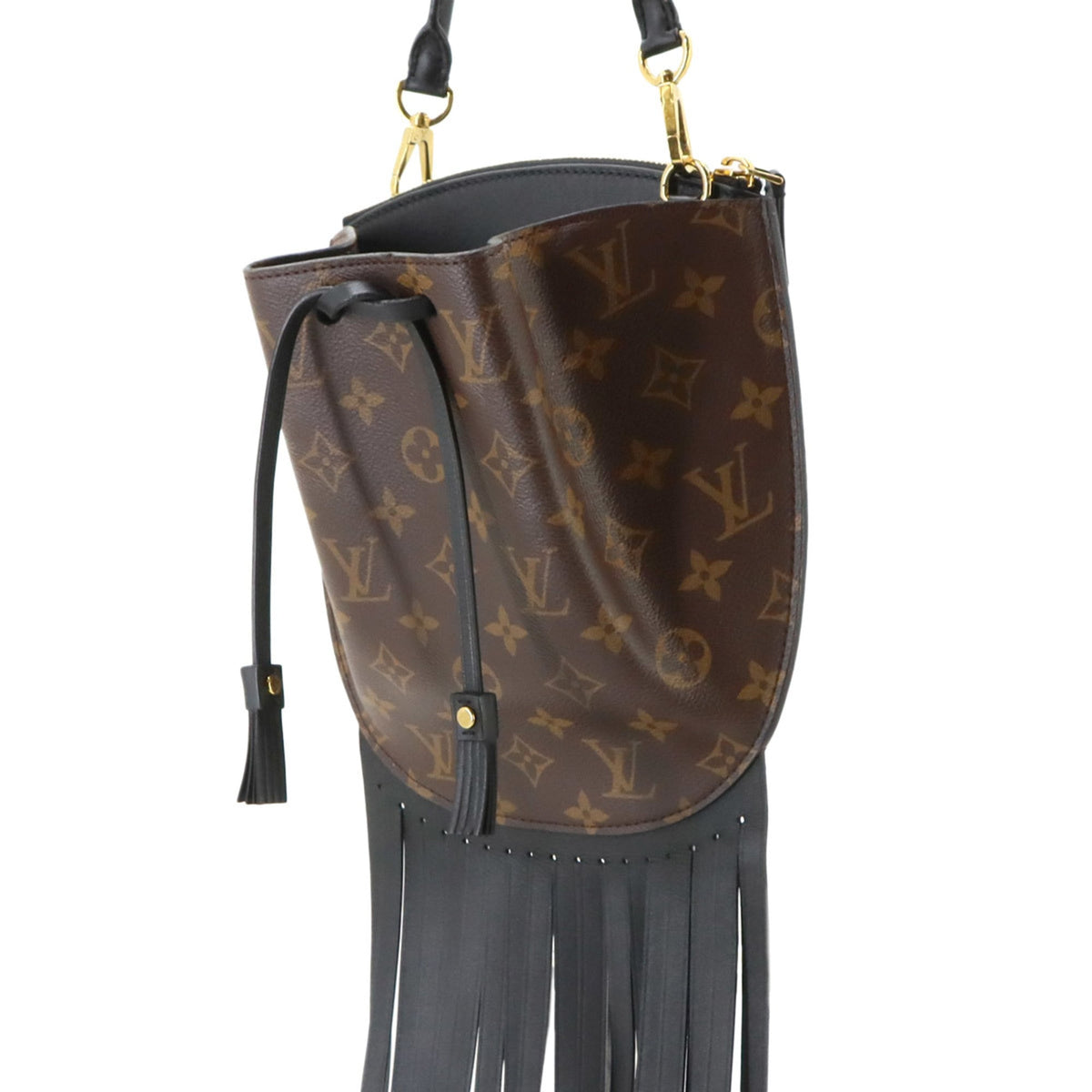 Louis Vuitton Black Brown Monogram Monogram Canvas Leather Handbag Shoulder Bag (Pre-Owned)