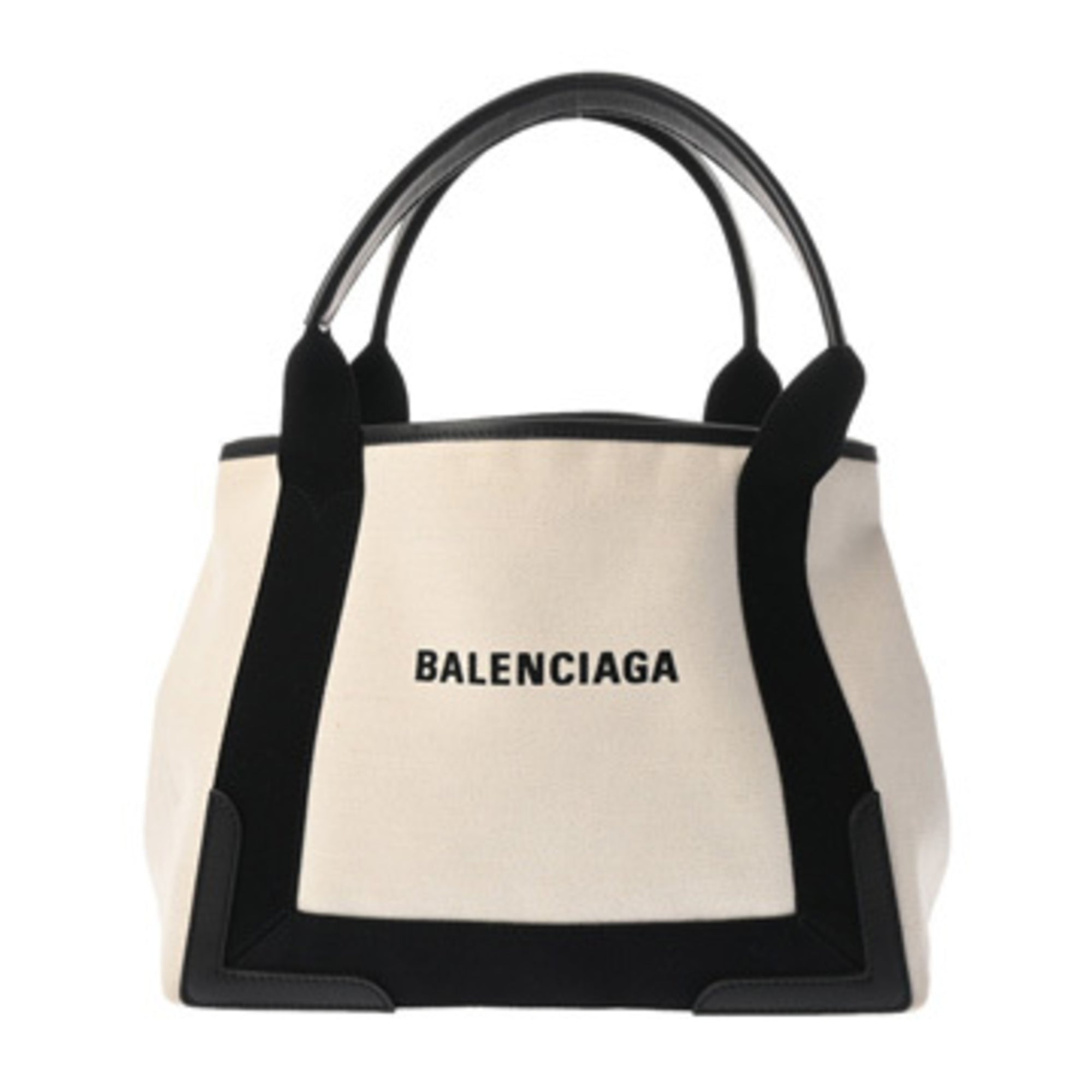 Balenciaga Black White Canvas Leather Handbag Pouch (Pre-Owned)