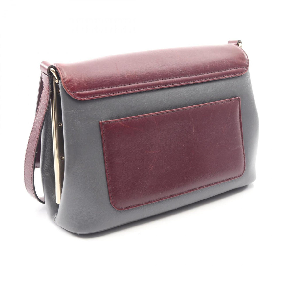 Bvlgari Bordeaux Gray Leather Handbag Shoulder Bag (Pre-Owned)