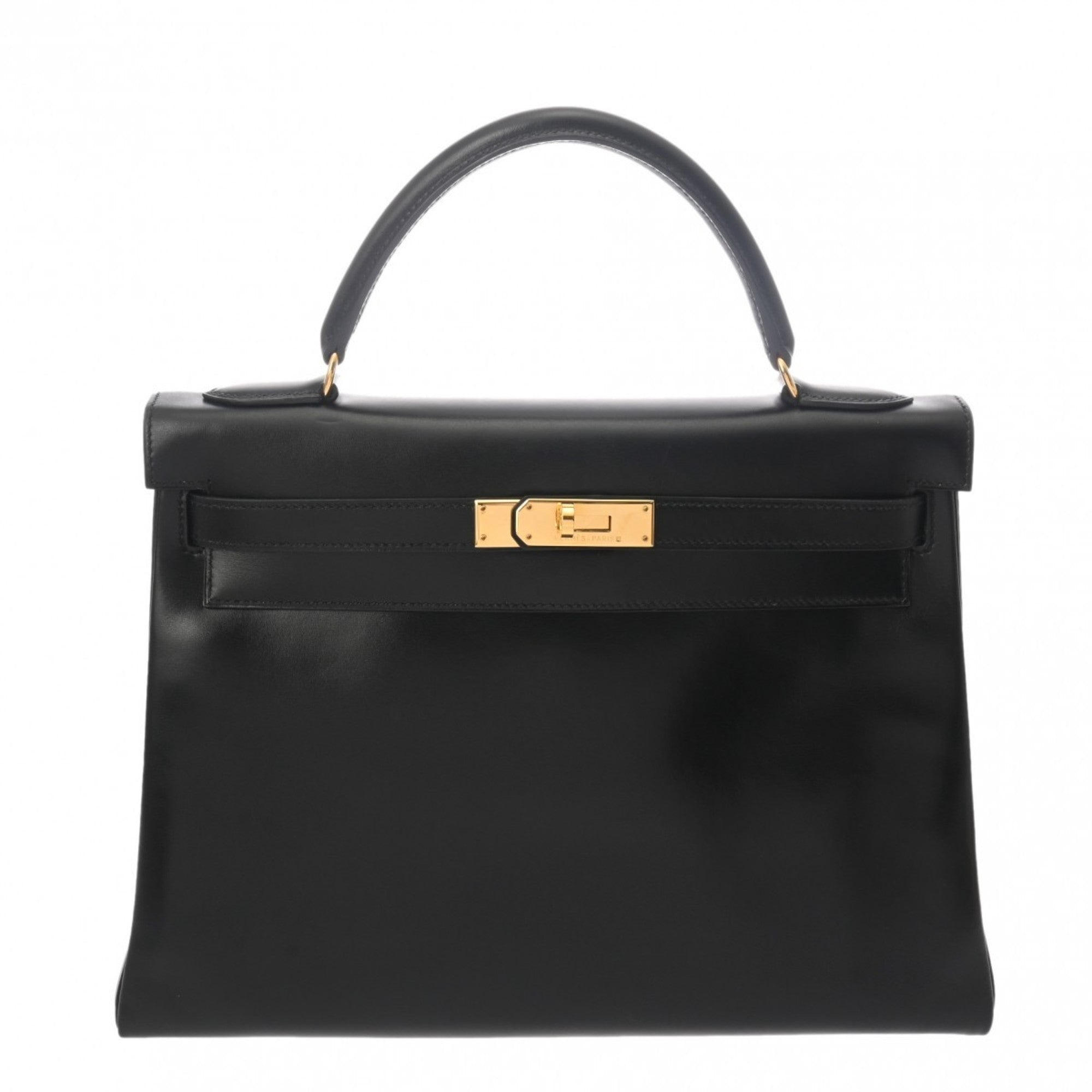 Hermes Black Box Calf Leather Handbag (Pre-Owned)