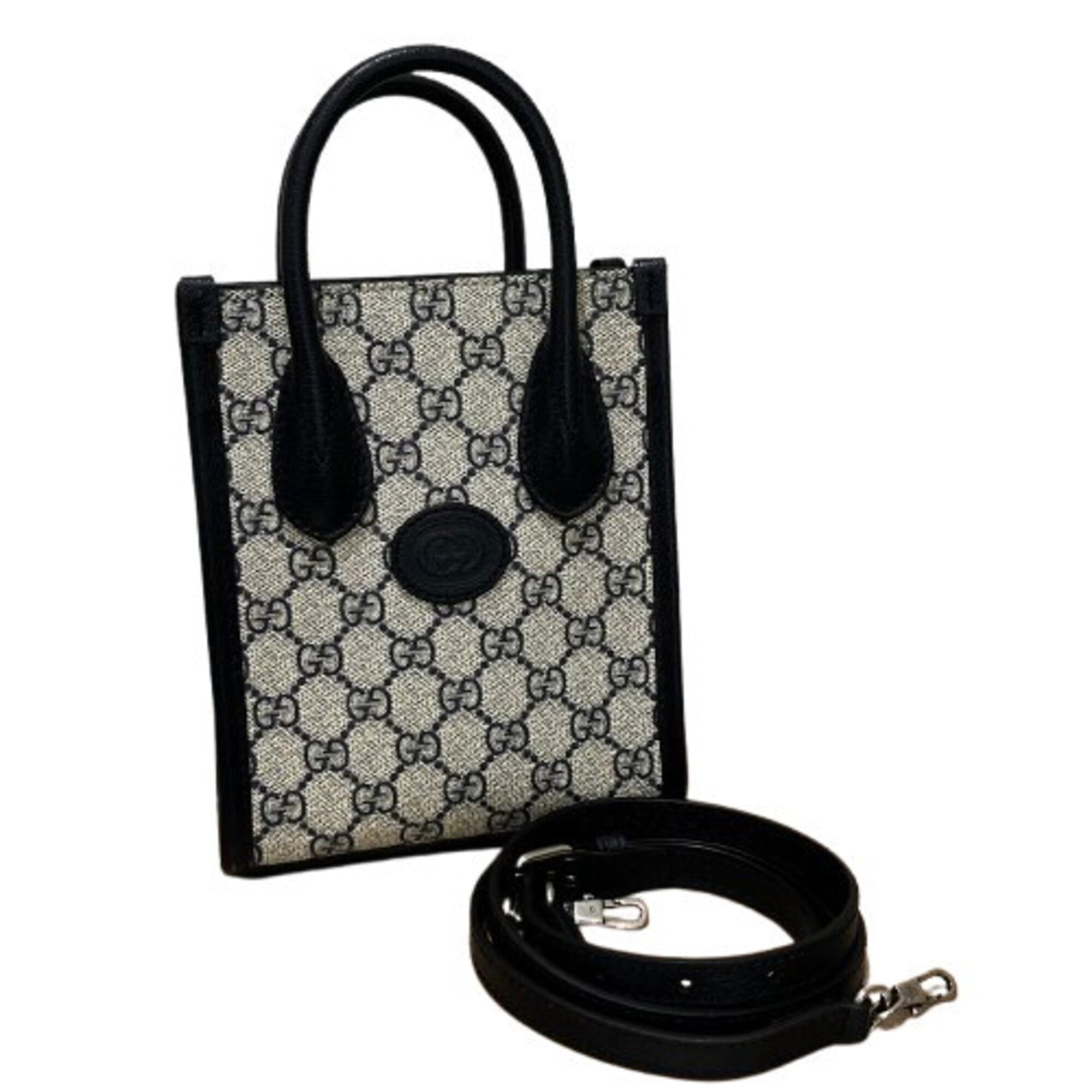 Gucci Black Gg Supreme Canvas Handbag Tote Bag (Pre-Owned)