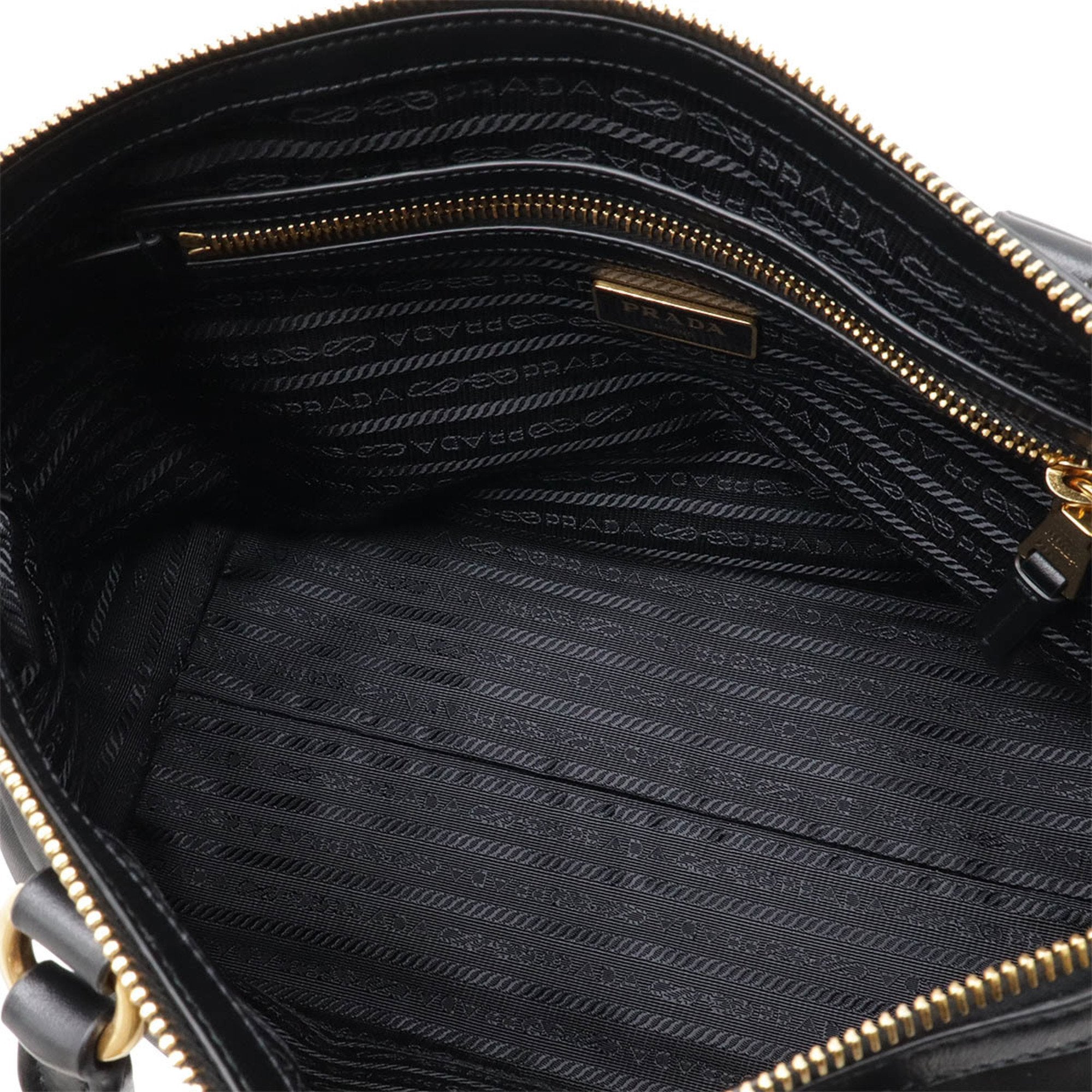 Prada Black Nero Nylon Leather Handbag Shoulder Bag Tote Bag (Pre-Owned)