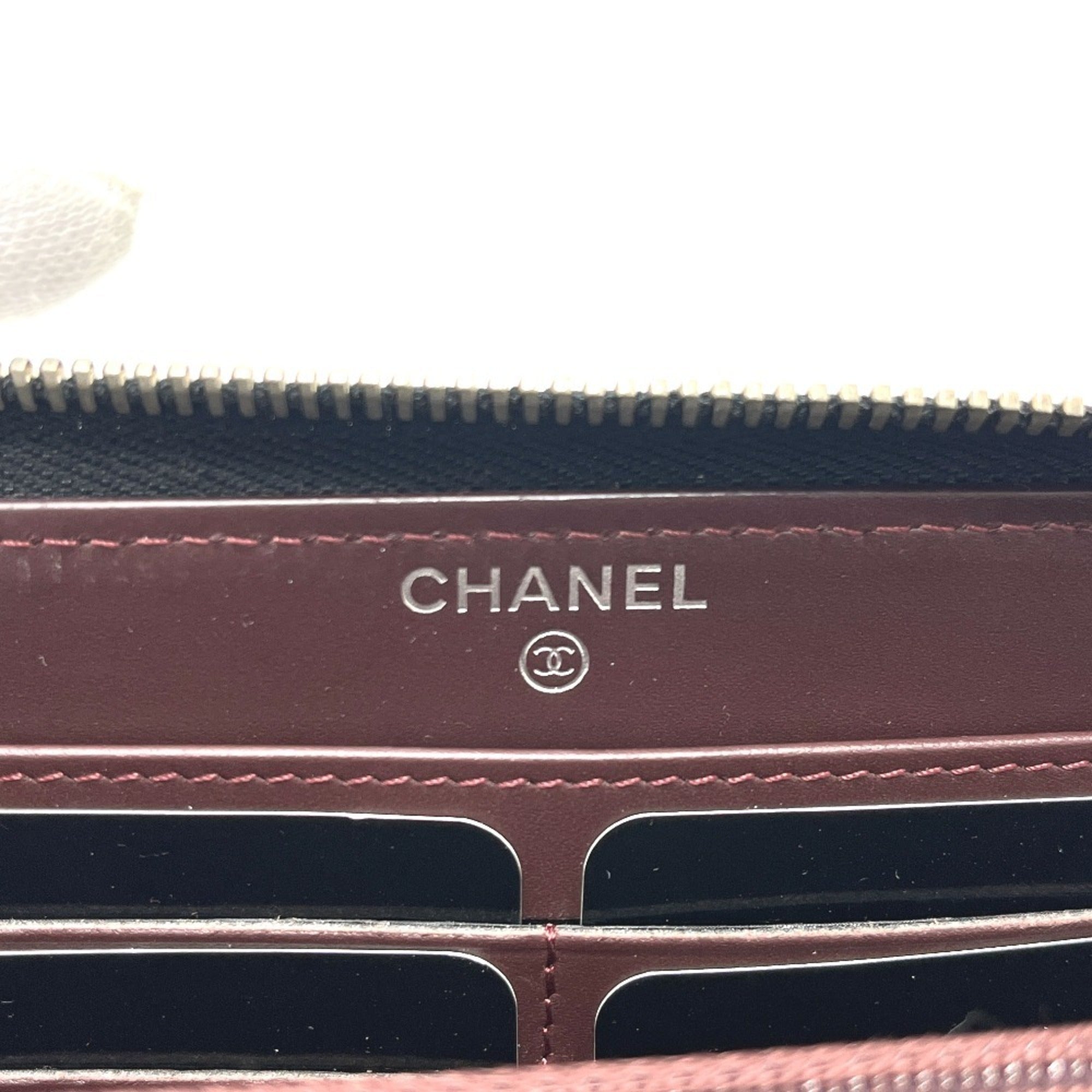 Chanel Black Grained Calfskin Long Wallet (Bi-Fold) (Pre-Owned)