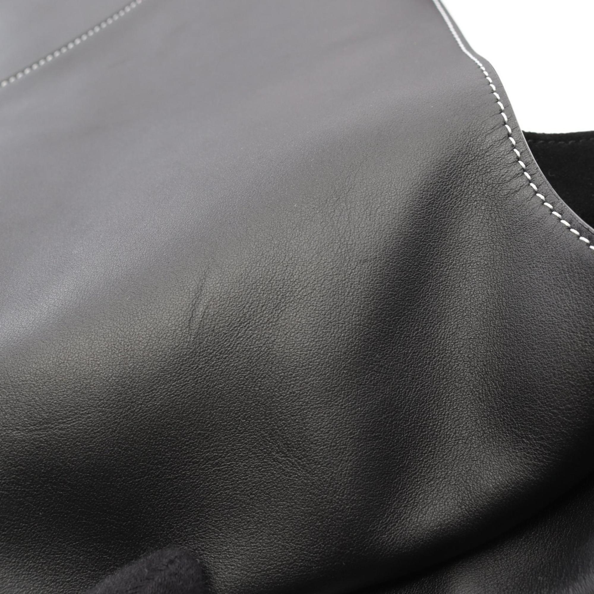 Salvatore Ferragamo Black Leather Handbag Pouch Tote Bag (Pre-Owned)