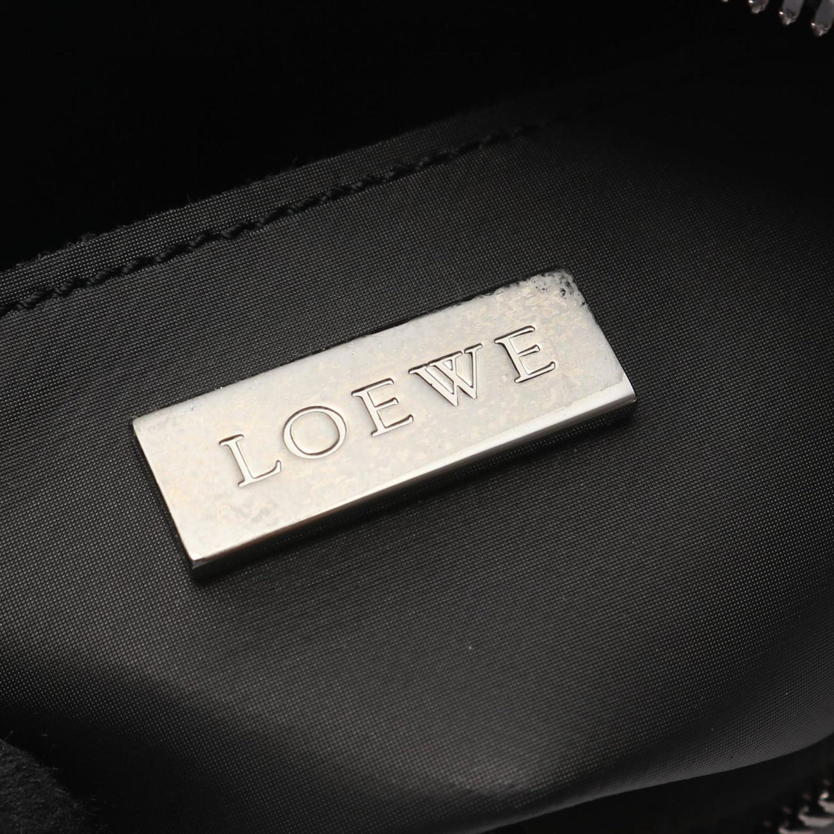 Loewe Black White Coated Canvas Leather Handbag Shoulder Bag (Pre-Owned)