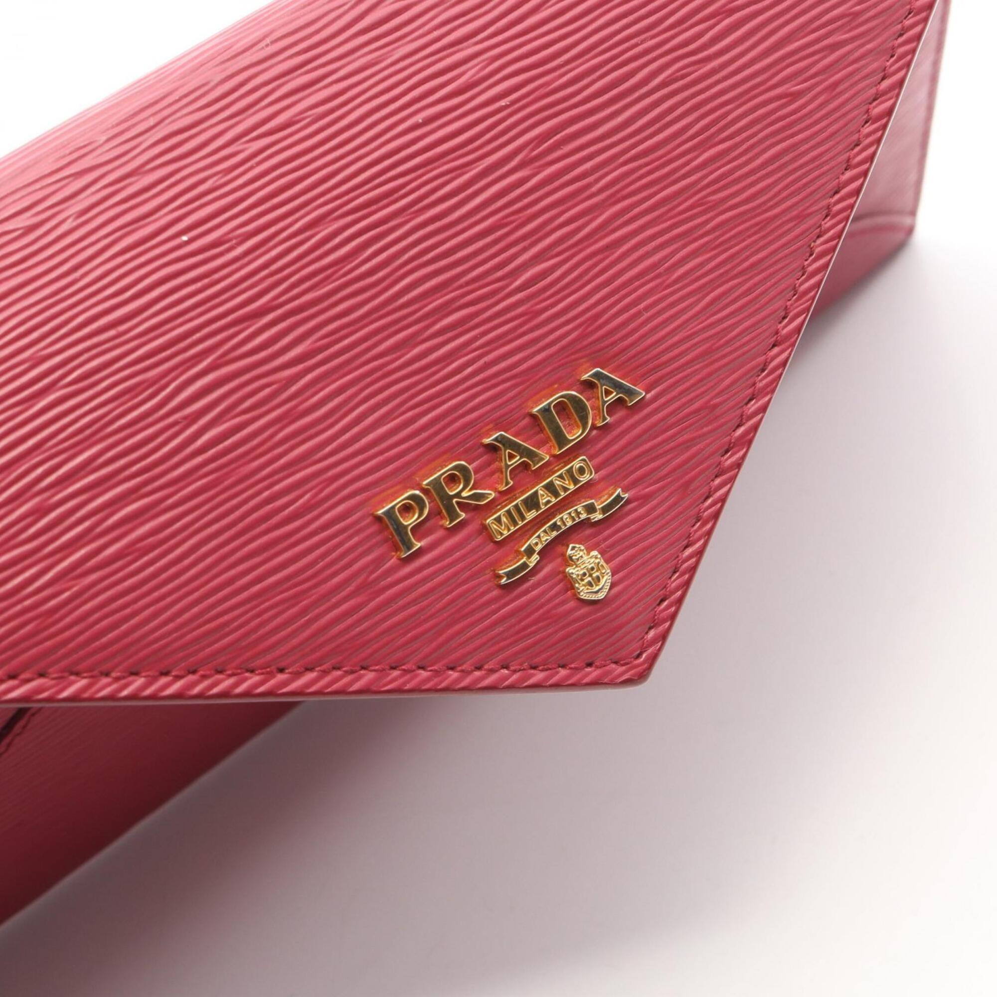 Prada Pink Leather Bill Wallet (Bi-Fold) (Pre-Owned)