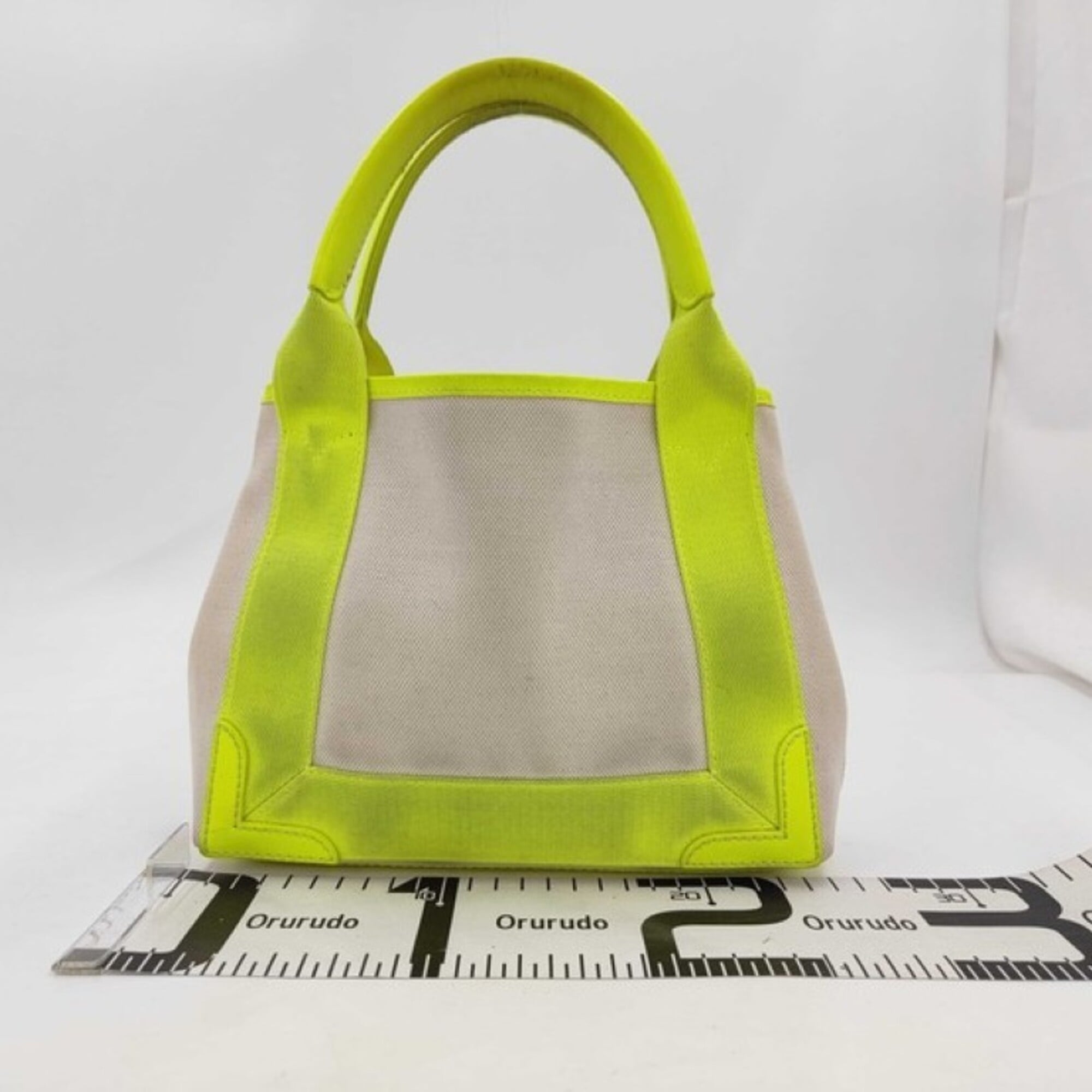 Balenciaga Beige Yellow Canvas Leather Handbag Shoulder Bag (Pre-Owned)