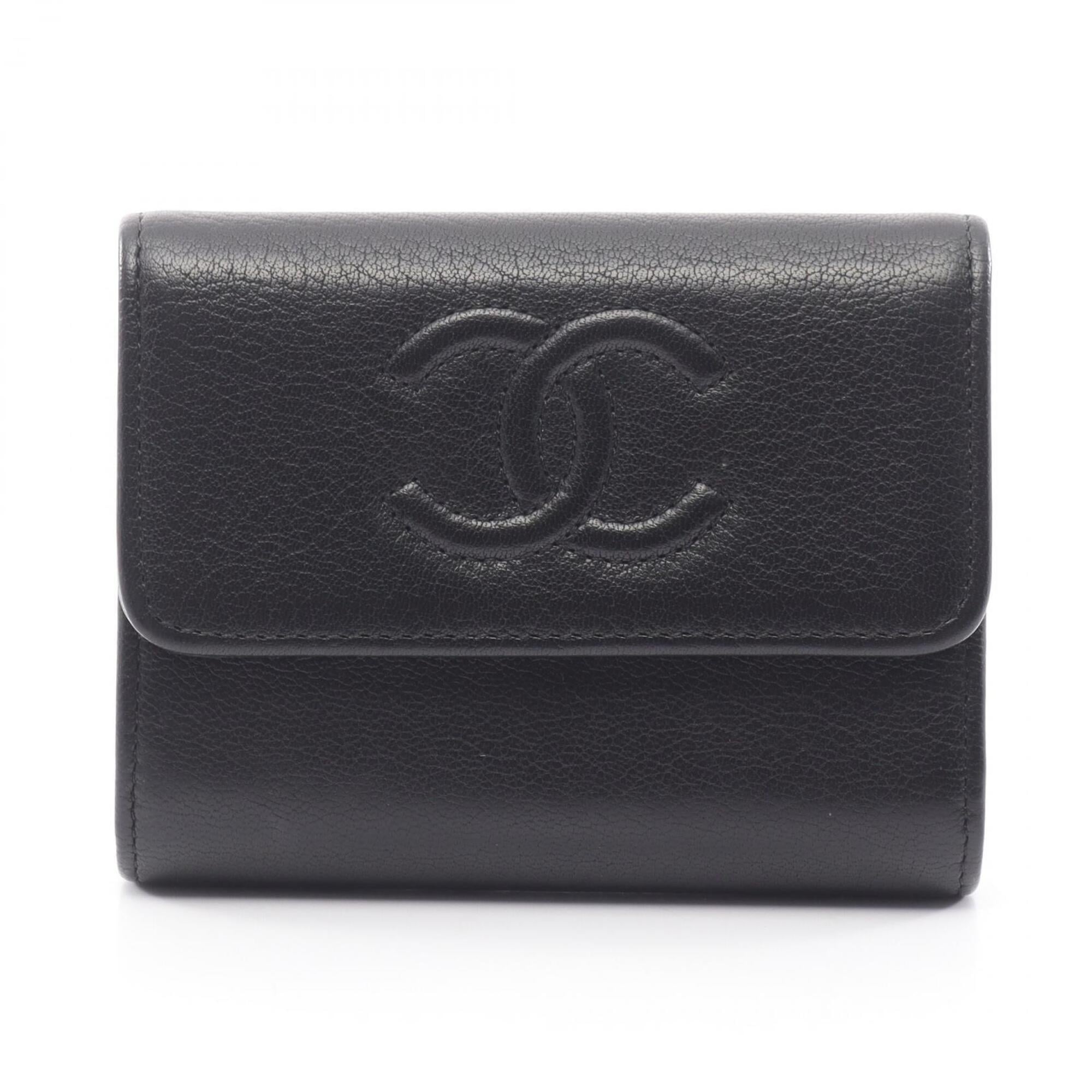 Chanel Black Leather Coin Purse/Coin Case (Pre-Owned)