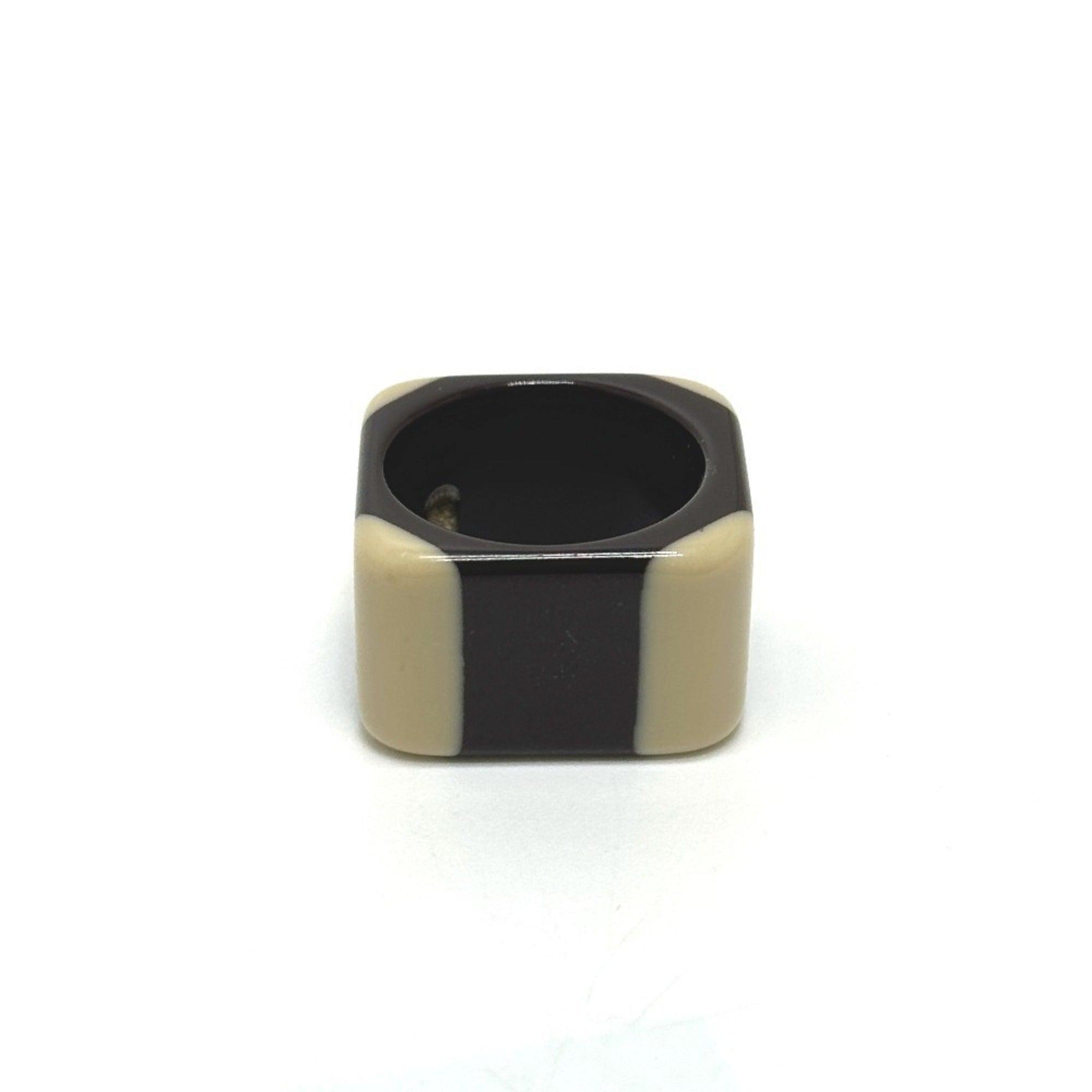 Chanel Black White Plastic Band Ring (Pre-Owned)