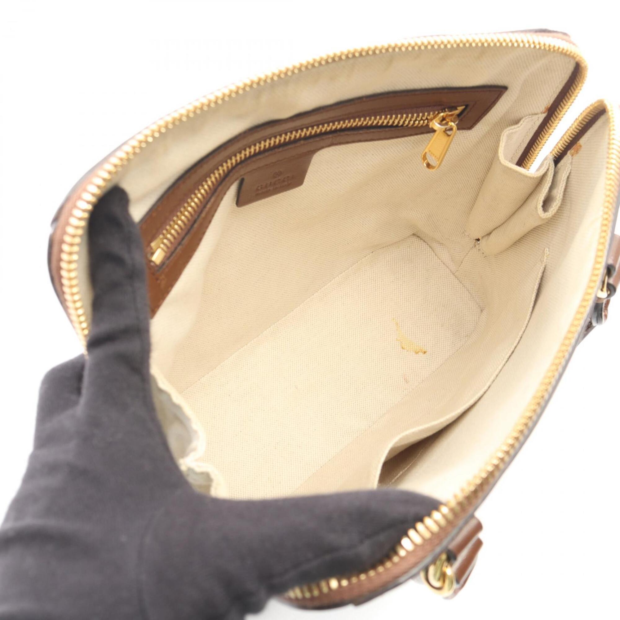 Gucci Beige Brown Pvc Leather Handbag (Pre-Owned)