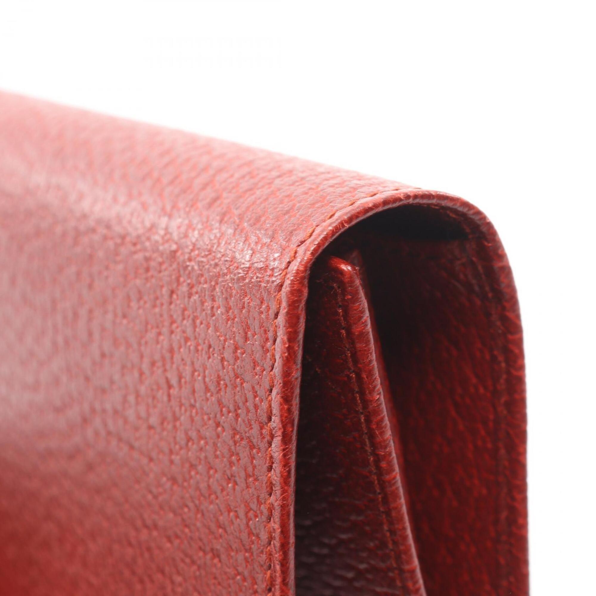 Gucci Red Color Leather Long Wallet (Bi-Fold) (Pre-Owned)
