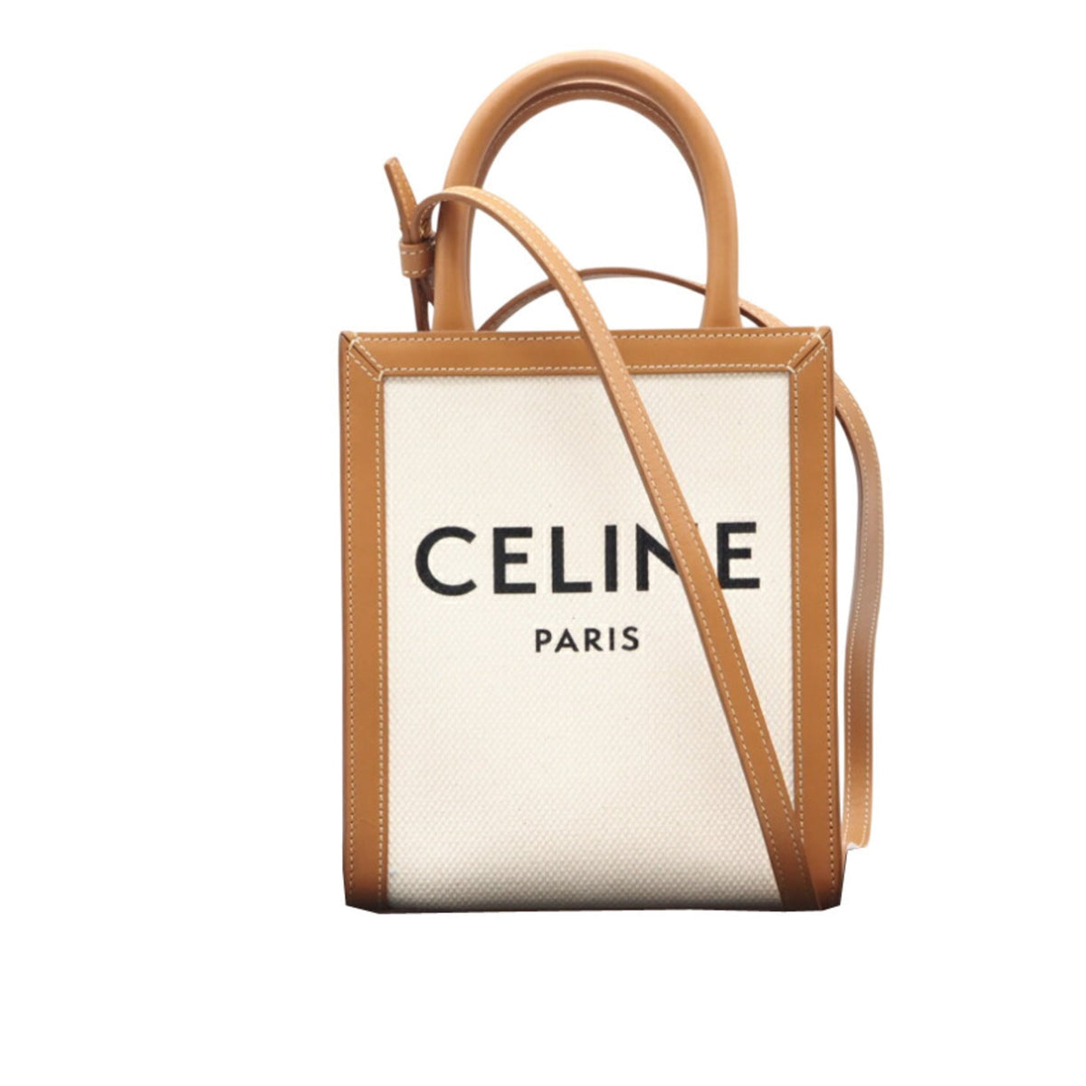 Celine Cabas Brown White Canvas Shoulder Bag (Pre-Owned)