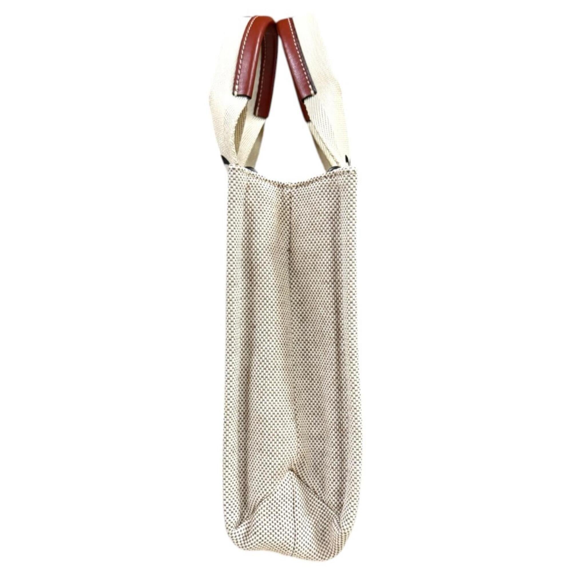 Chloé Beige Brown Canvas Leather Handbag (Pre-Owned)