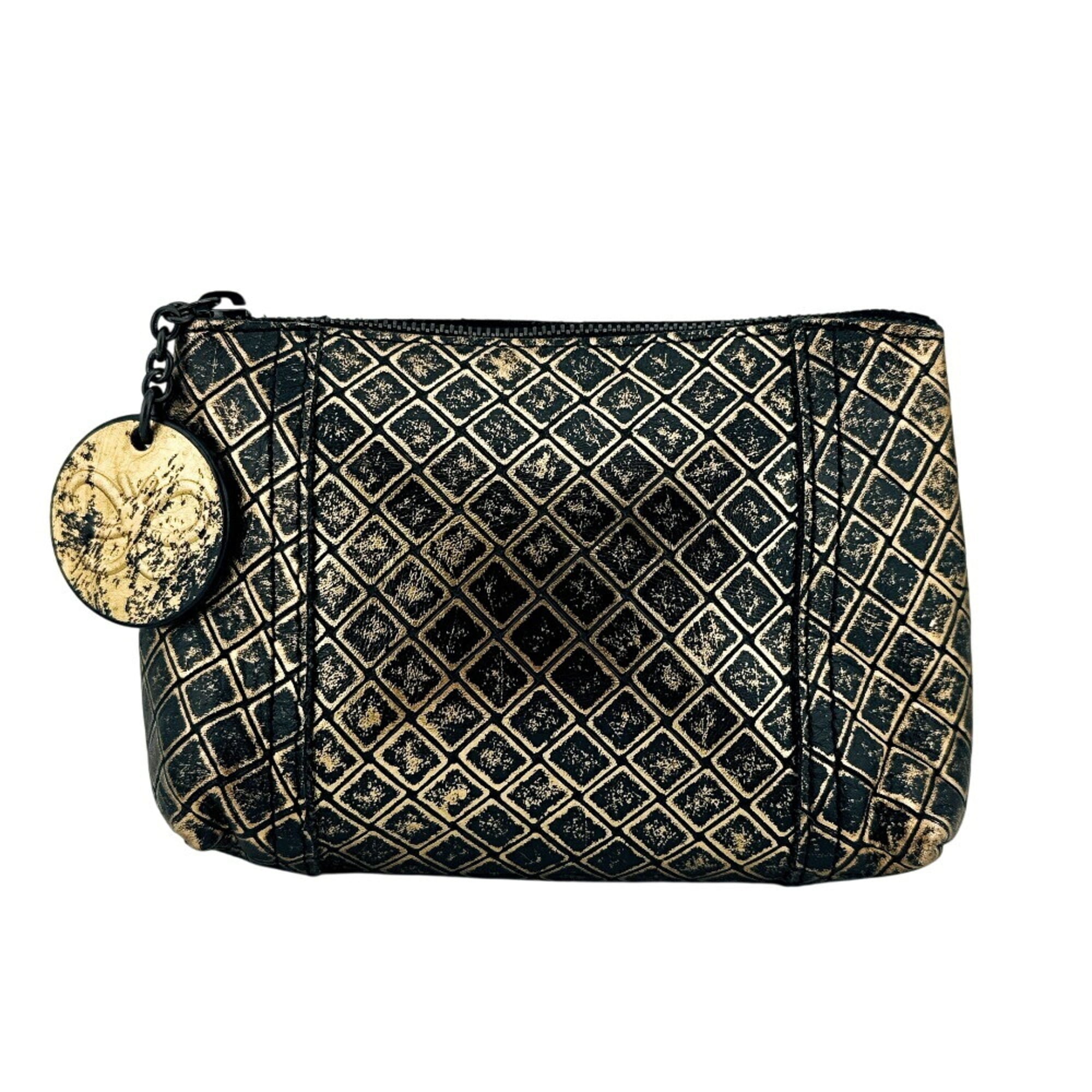 Bottega Veneta Black Gold Leather Pouch (Pre-Owned)