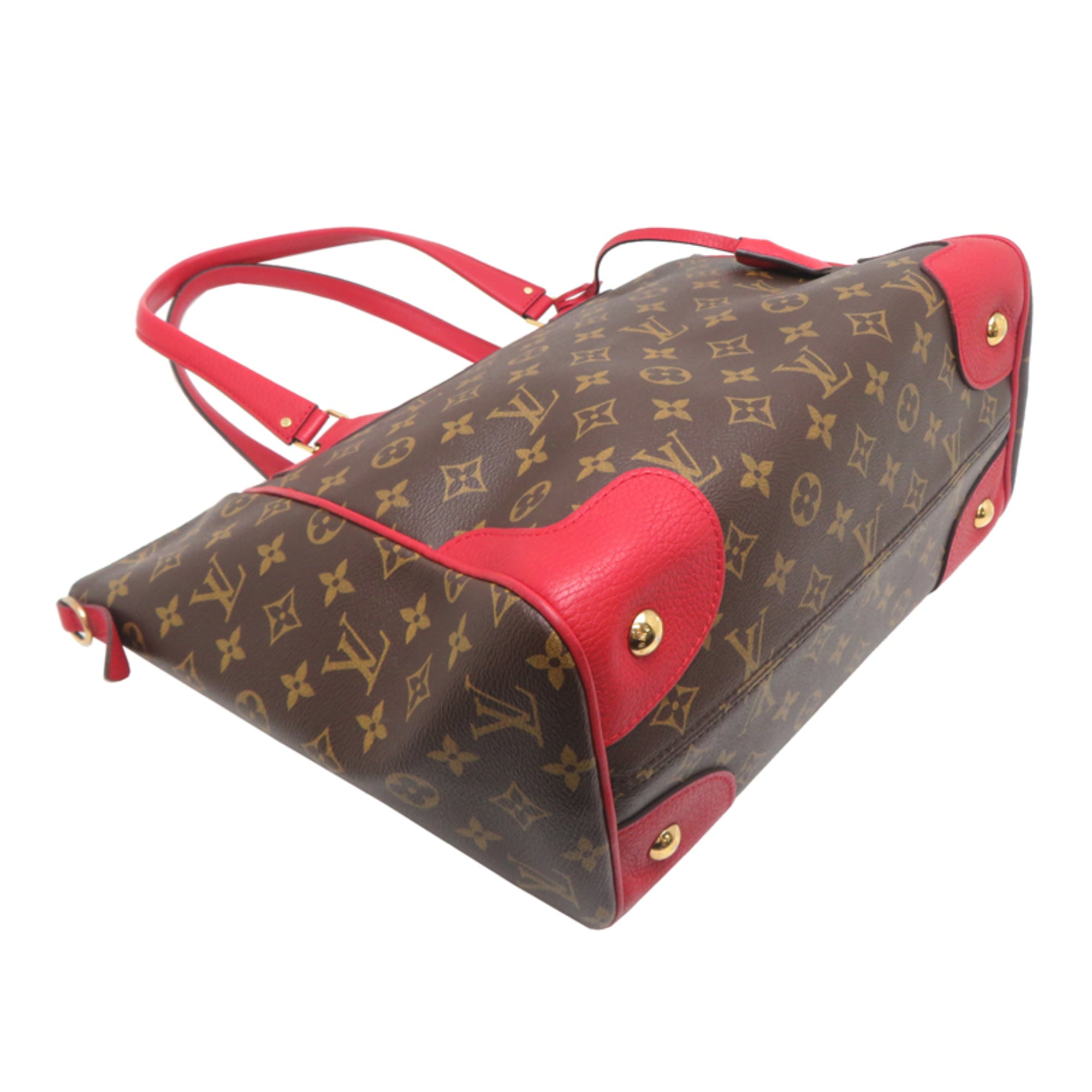 Louis Vuitton Brown Red Color Monogram Handbag (Pre-Owned)