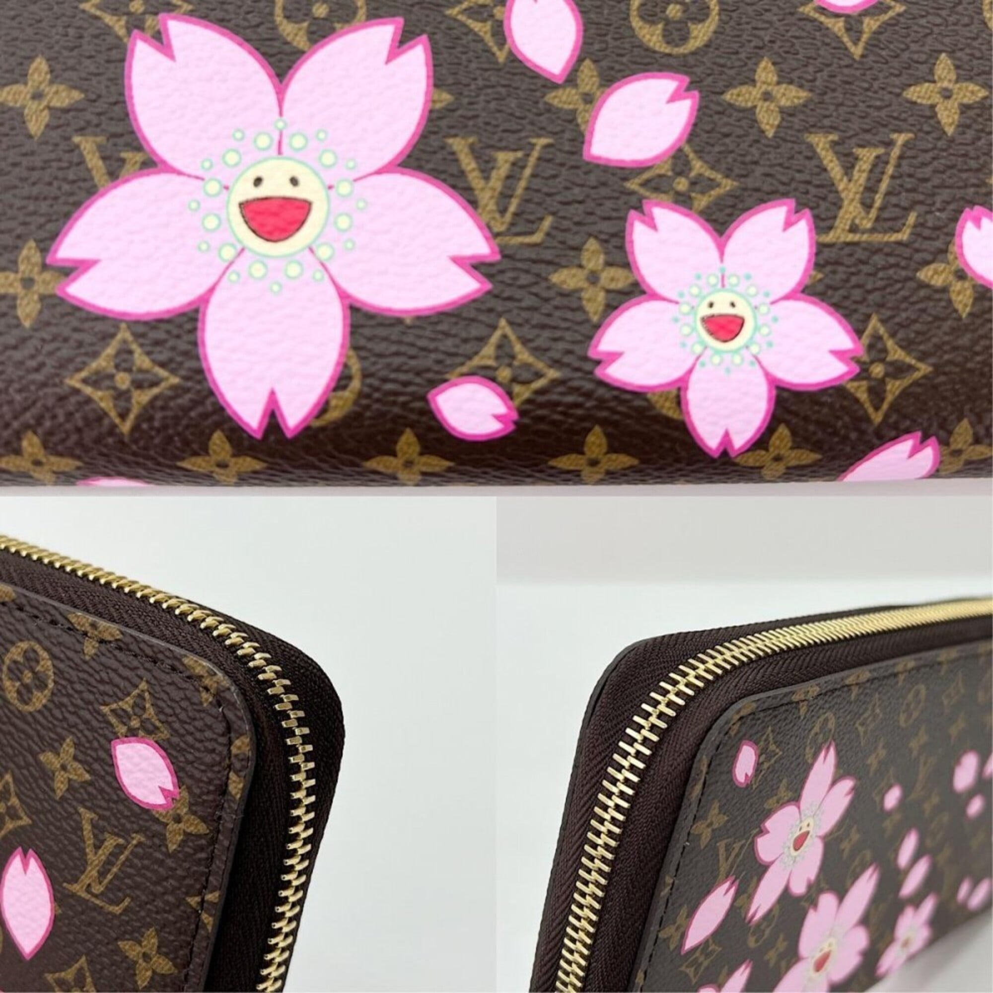 Louis Vuitton Brown Pink Monogram Canvas Long Wallet (Bi-Fold) (Pre-Owned)