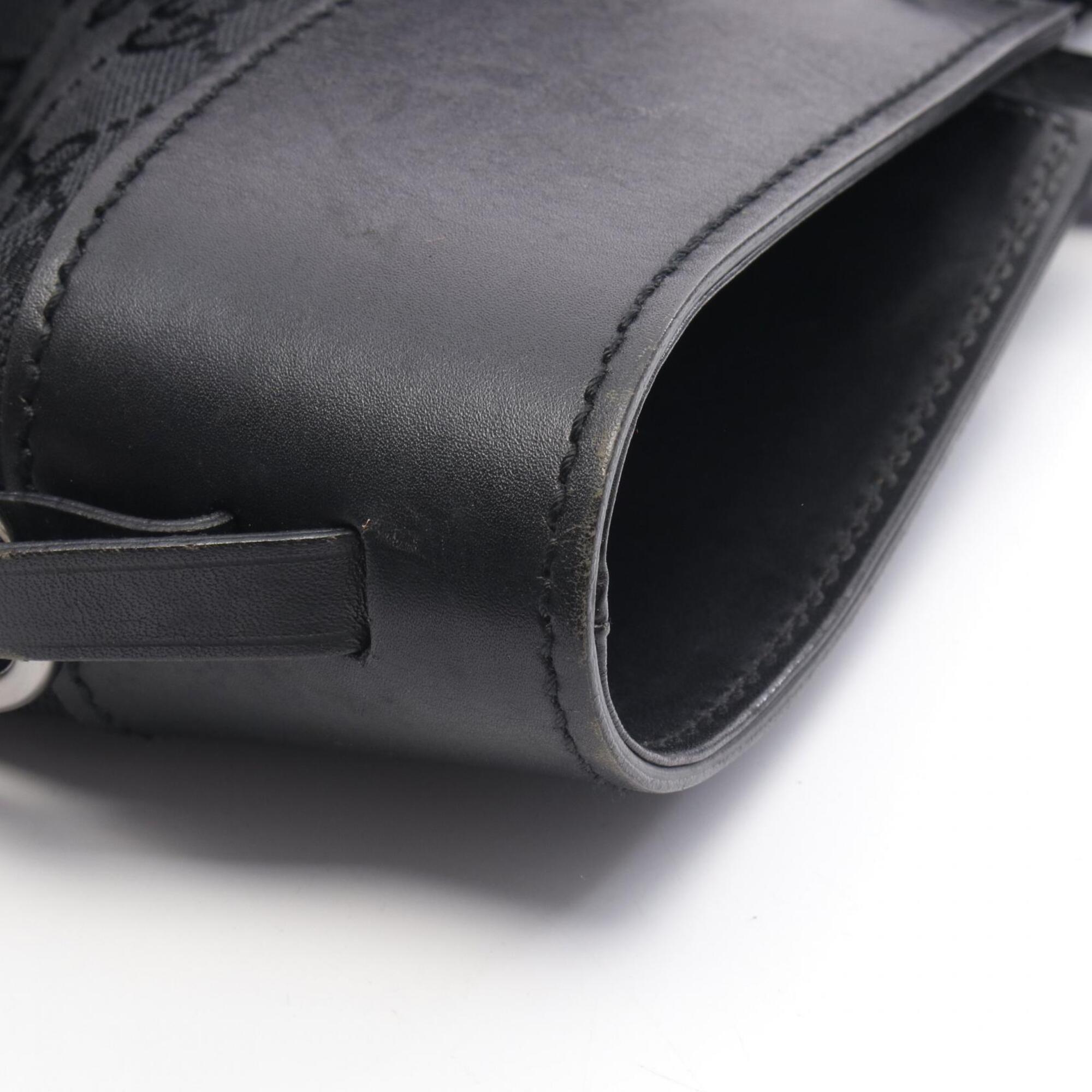 Gucci Black Canvas Leather Handbag Tote Bag (Pre-Owned)