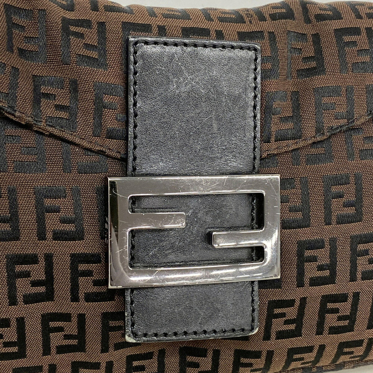 Fendi Black Brown Nylon Canvas Handbag (Pre-Owned)