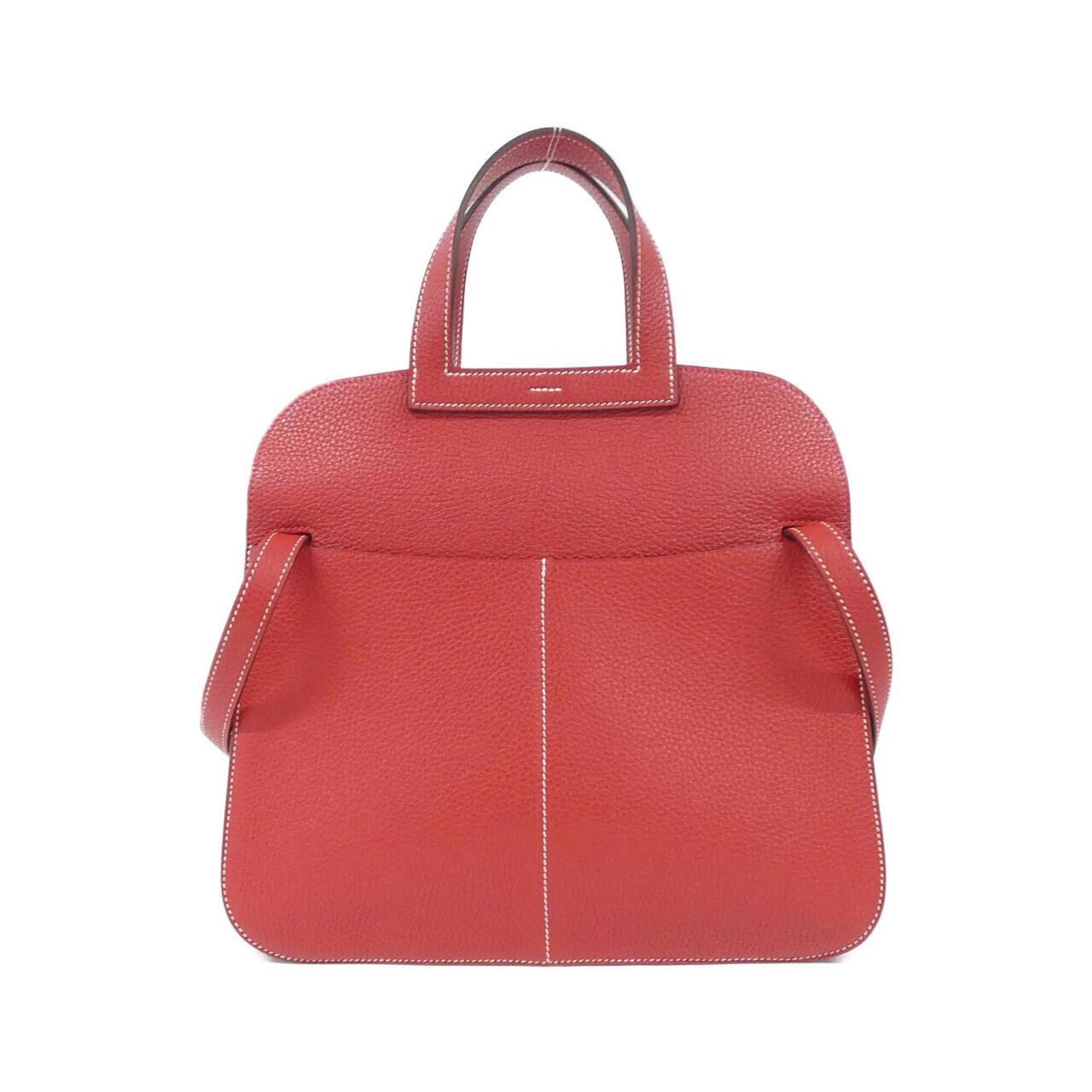 Hermes Rouge Casaque Taurillon Clemence Leather Handbag (Pre-Owned)